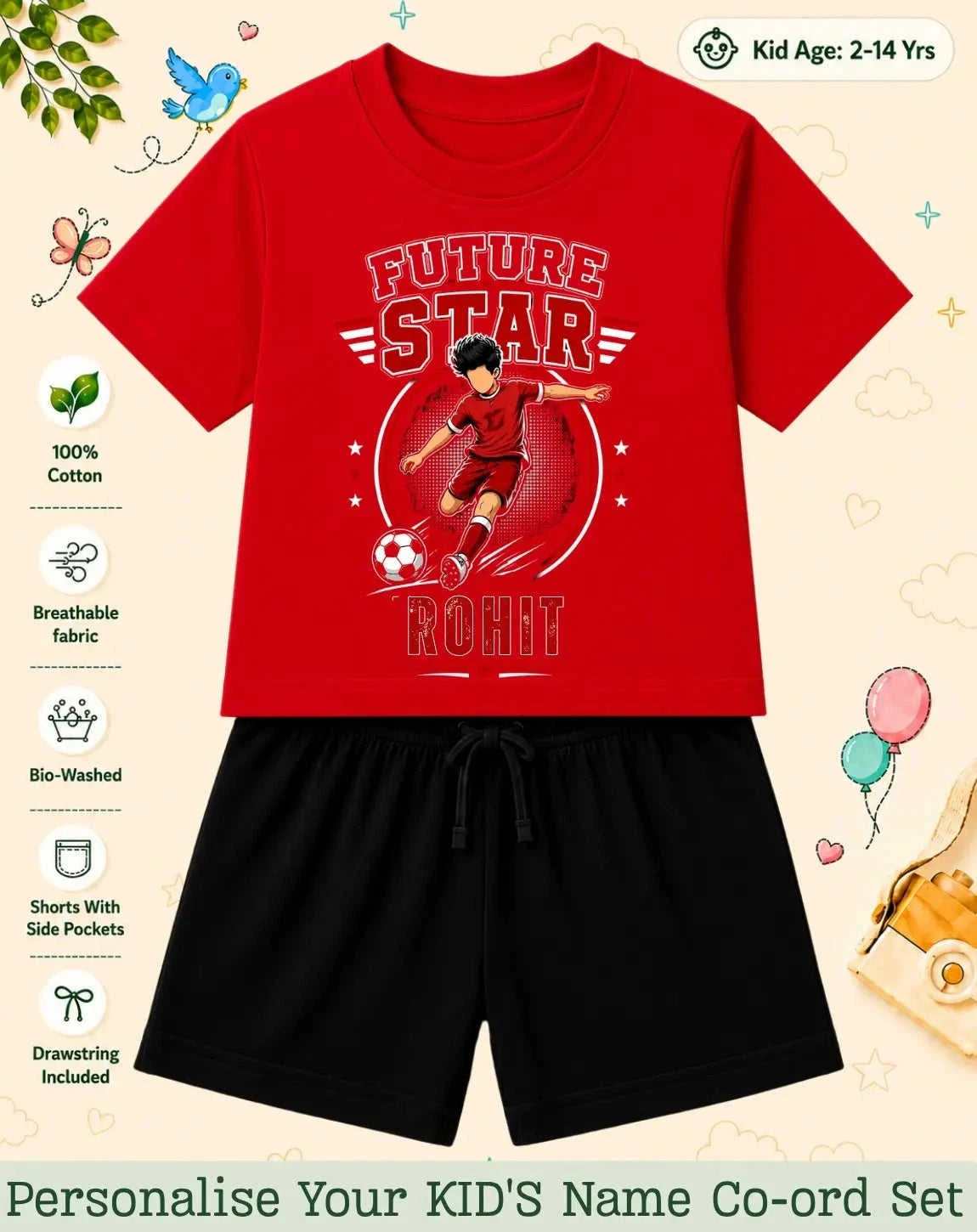 Future Sport Star Kid Custom Co-ord Set Swiftsoul
