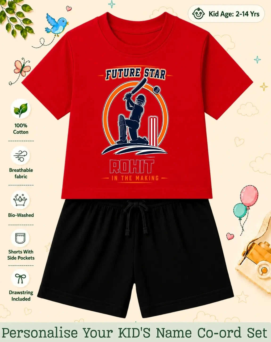 Future Sport Star Kid Custom Co-ord Set Swiftsoul