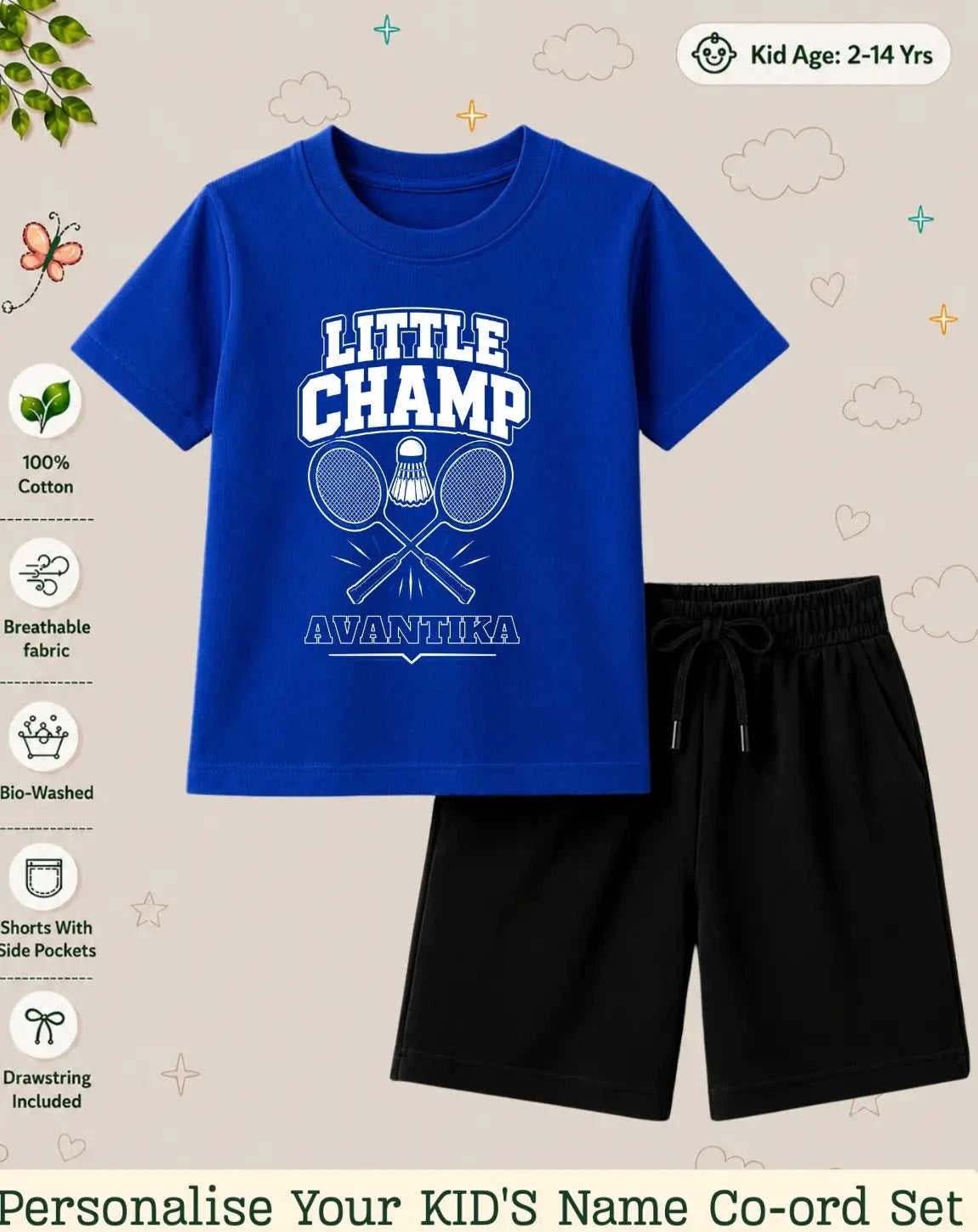 Future Sport Star Kid Custom Co-ord Set Swiftsoul