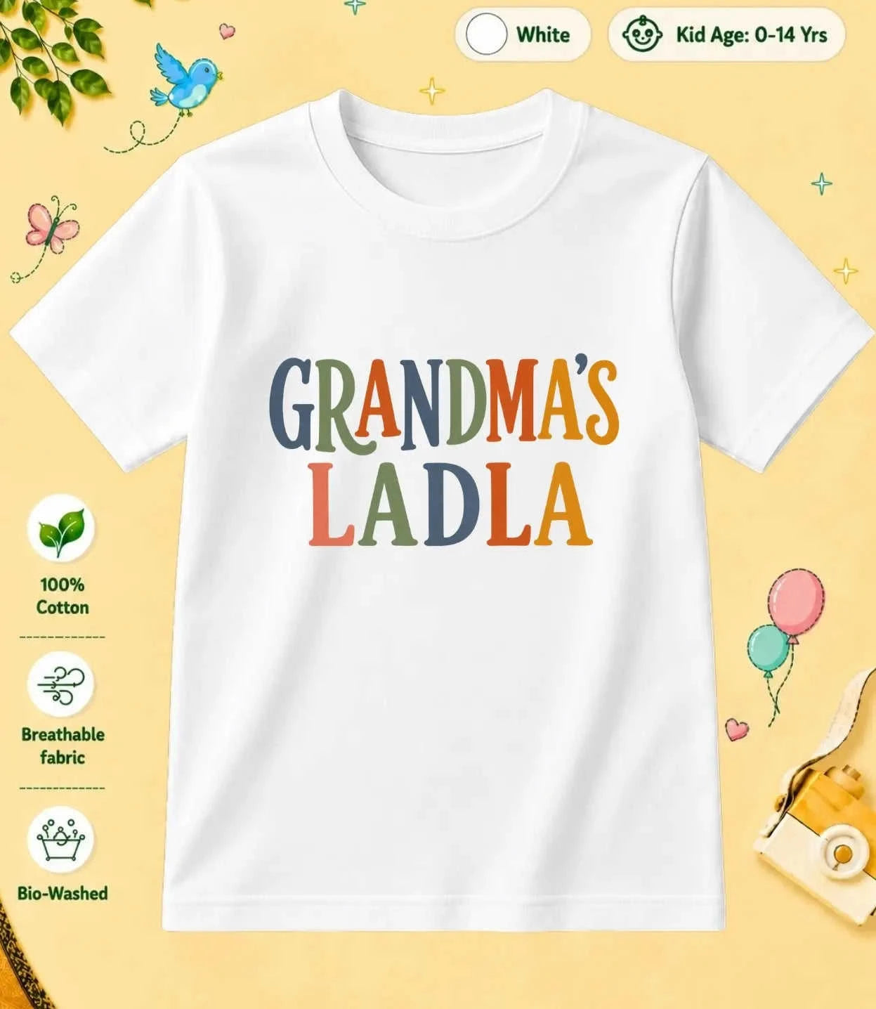 Grandpa & Grandma's Blessing kids Cotton Tee Swiftsoul