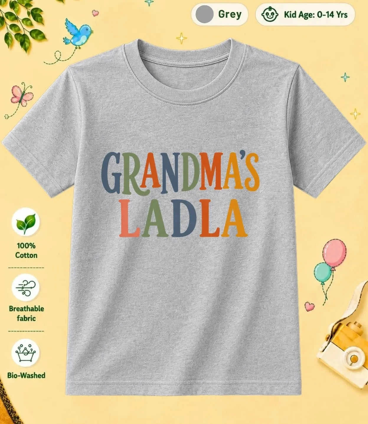 Grandpa & Grandma's Blessing kids Cotton Tee Swiftsoul