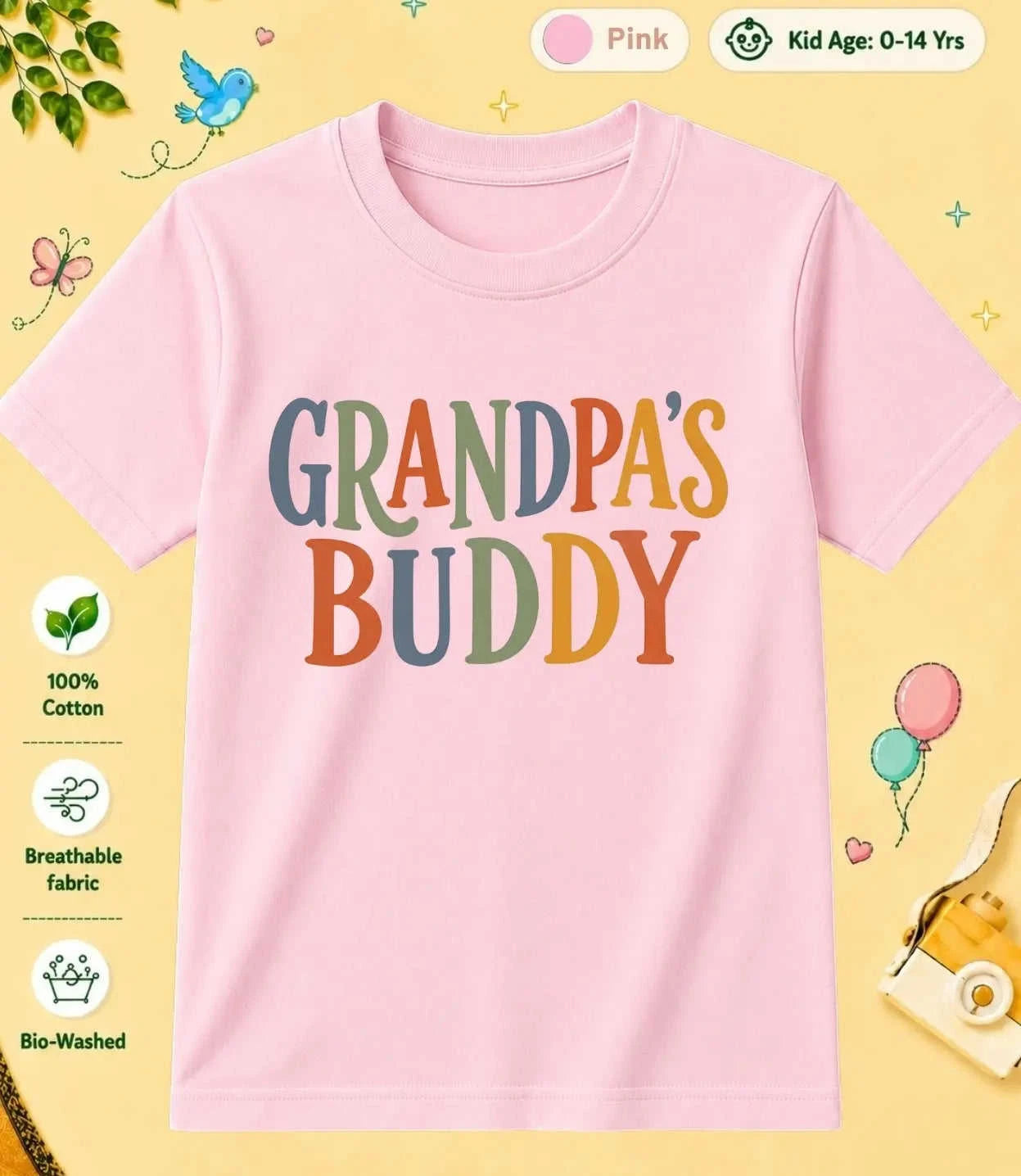 Grandpa & Grandma's Blessing kids Cotton Tee Swiftsoul