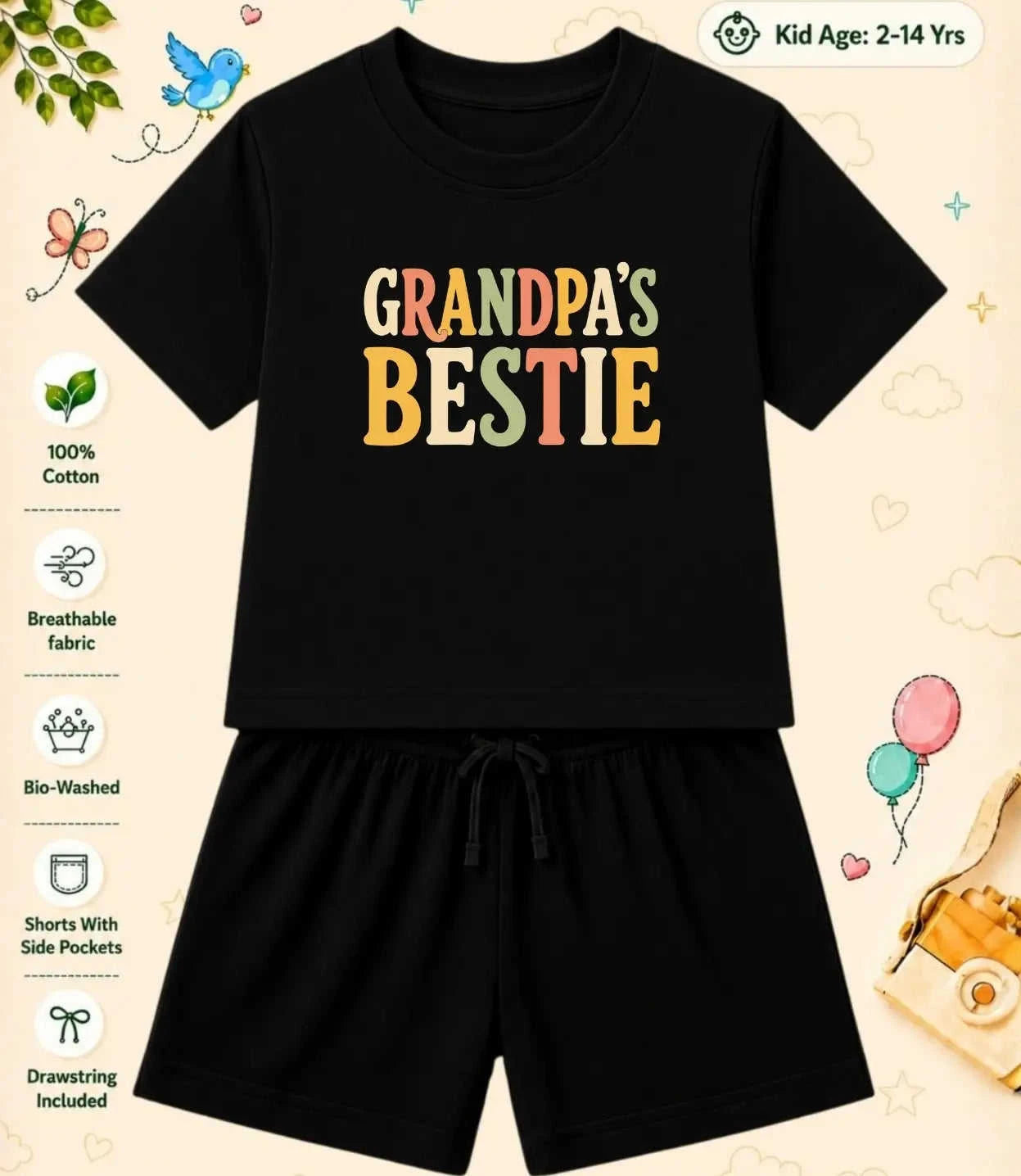 Grandpa & Grandma's Favorite  Kid  Co-ord Set Swiftsoul