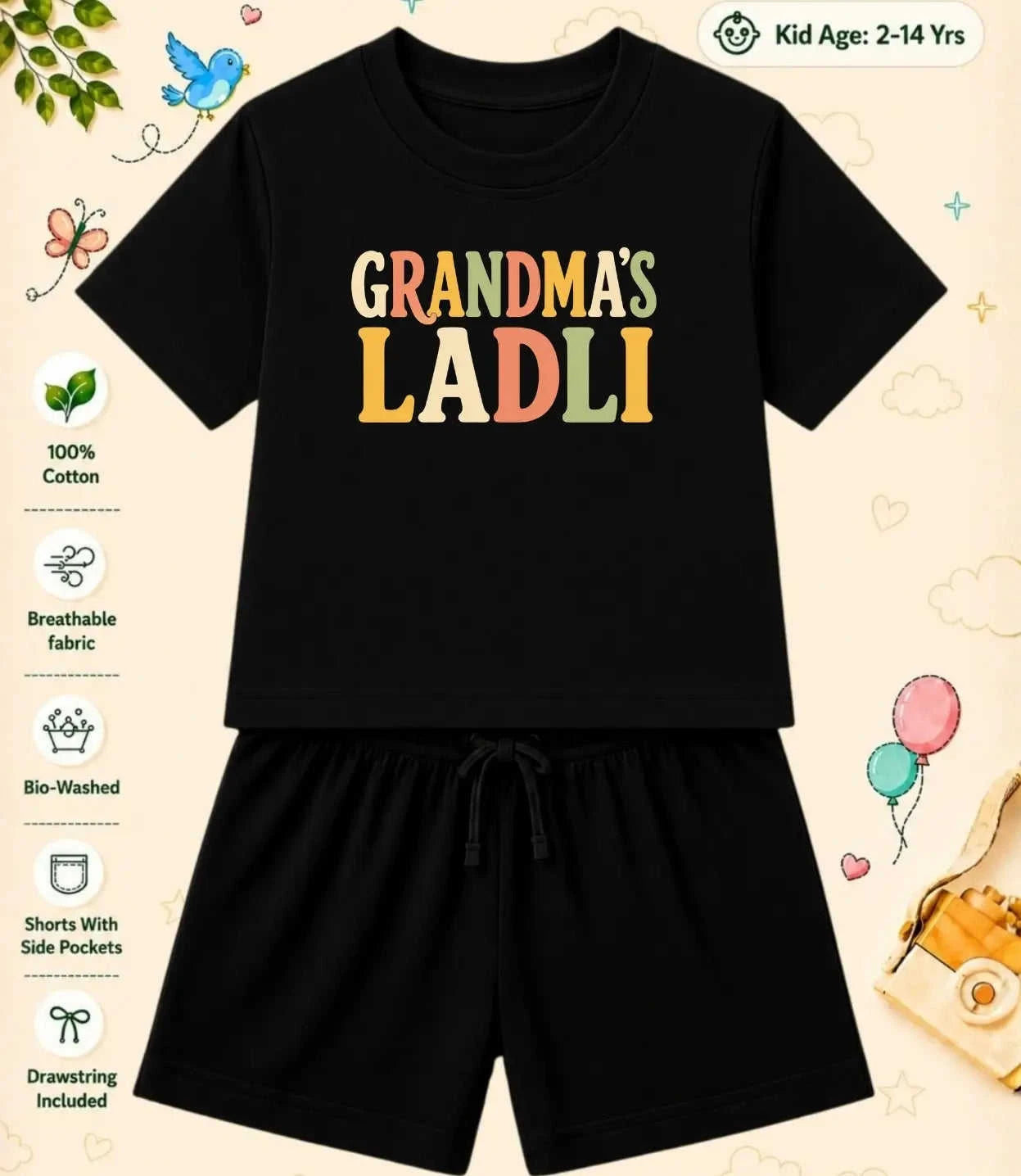 Grandpa & Grandma's Favorite  Kid  Co-ord Set Swiftsoul
