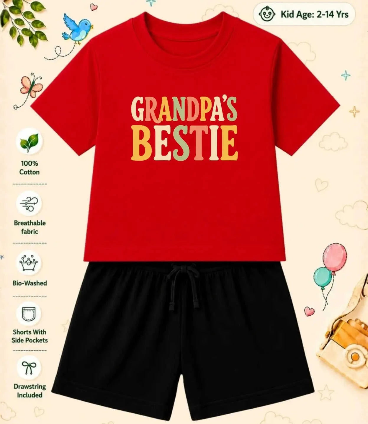 Grandpa & Grandma's Favorite  Kid  Co-ord Set Swiftsoul