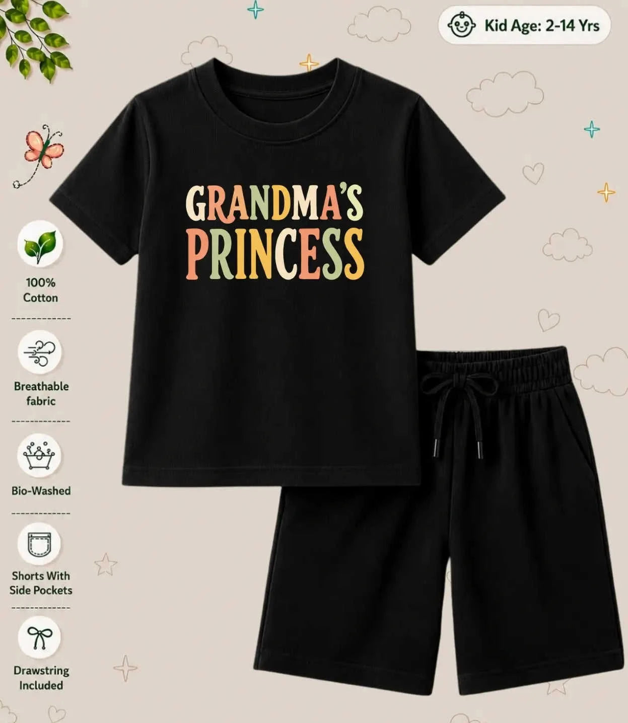 Grandpa & Grandma's Favorite  Kid  Co-ord Set Swiftsoul