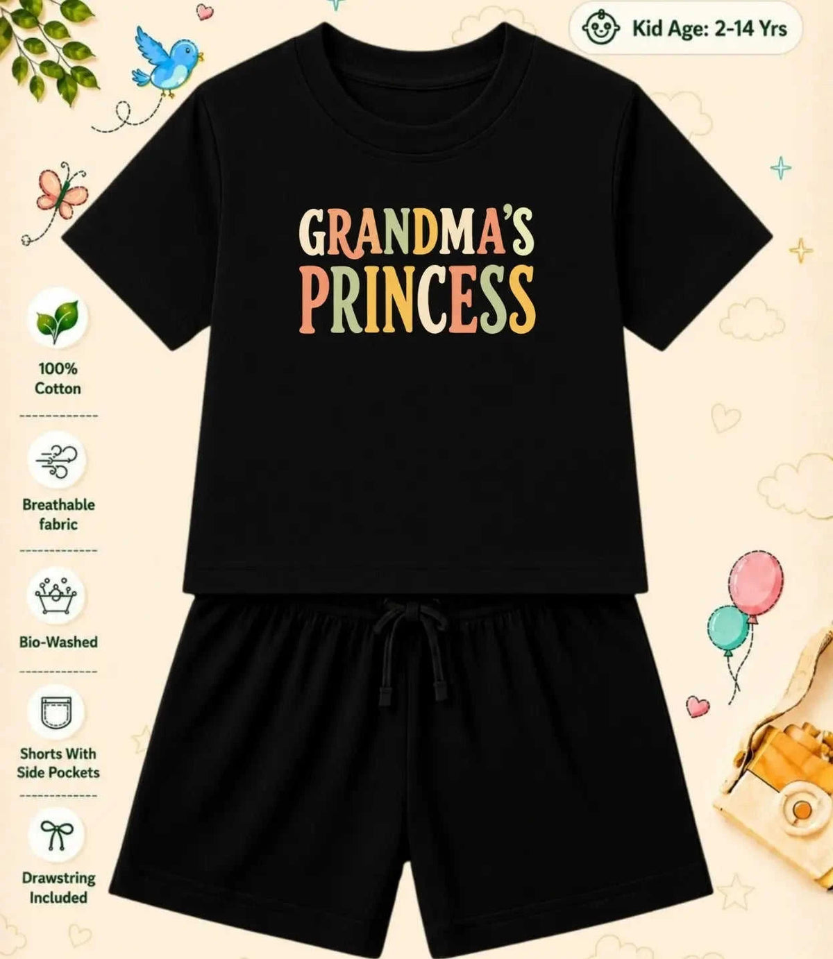 Grandpa & Grandma's Favorite  Kid  Co-ord Set Swiftsoul