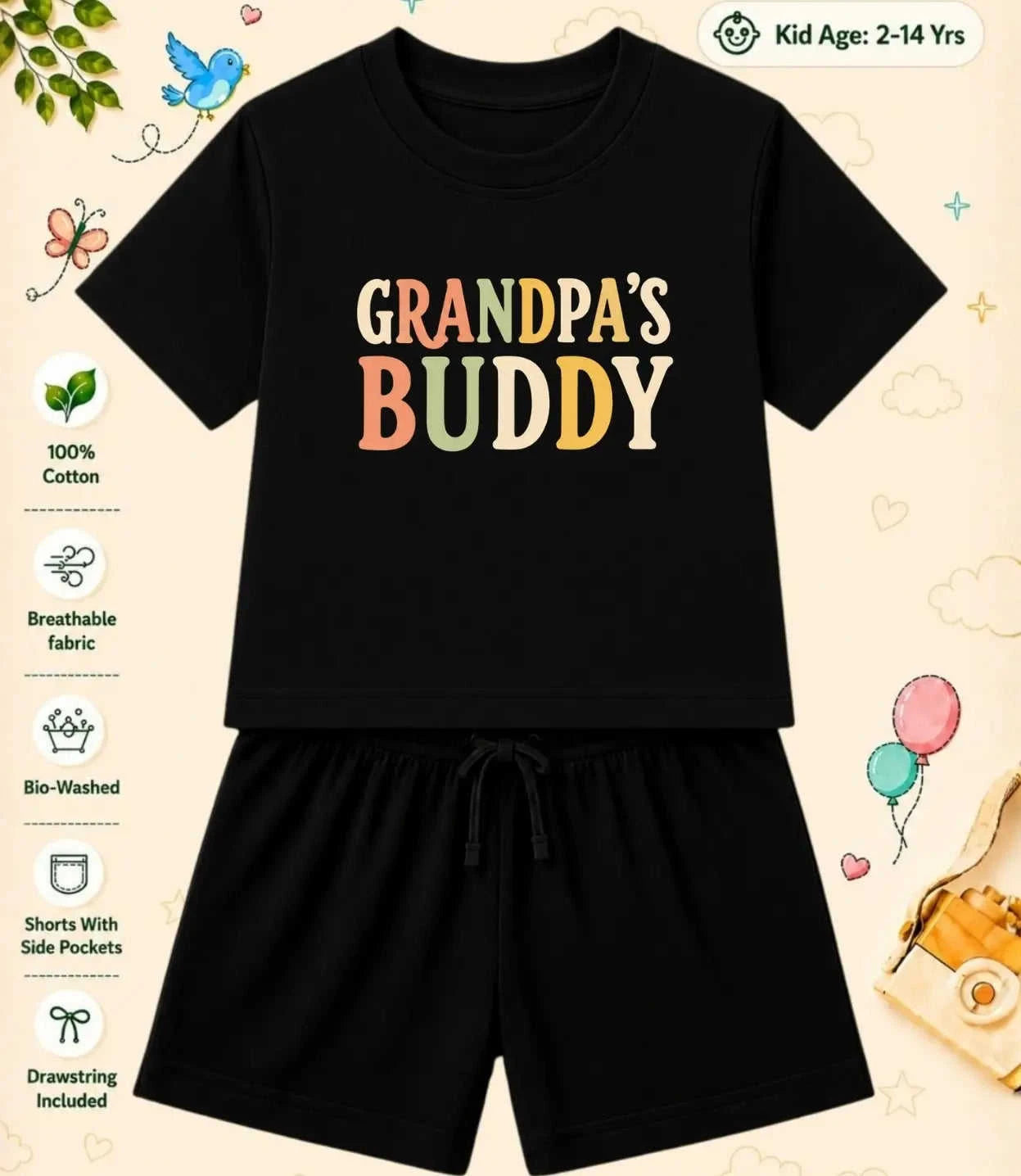 Grandpa & Grandma's Favorite  Kid  Co-ord Set Swiftsoul