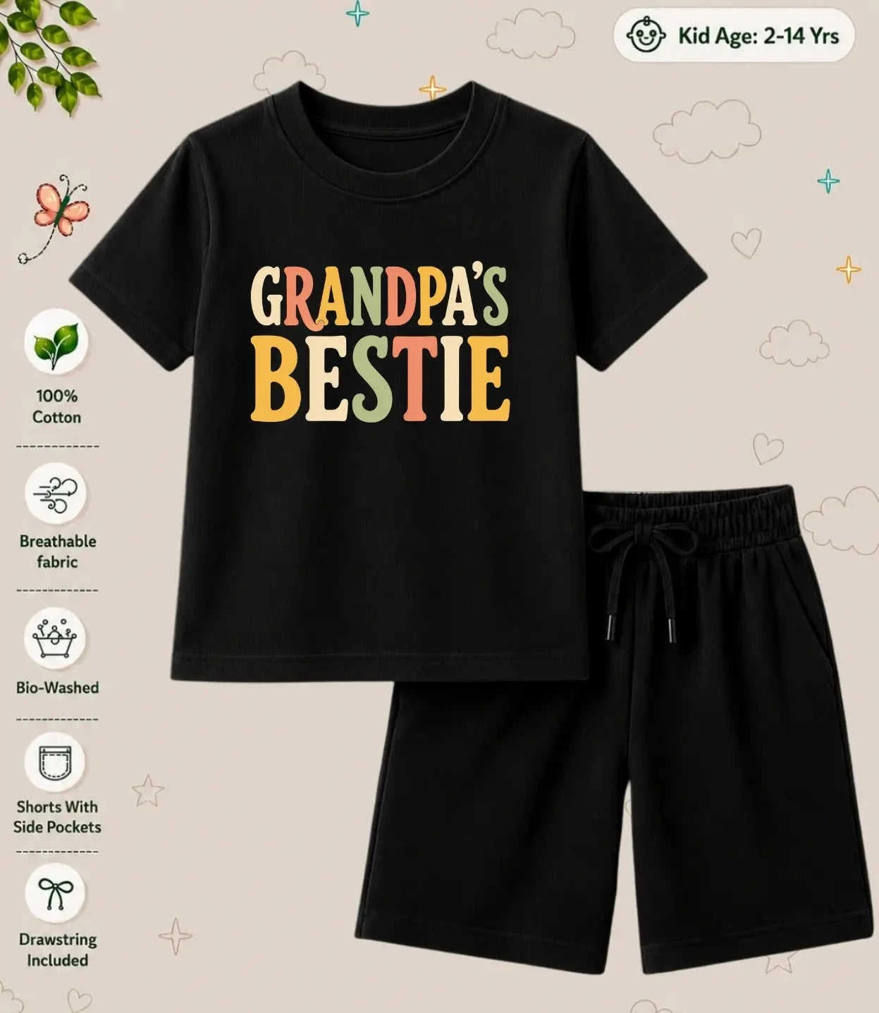 Grandpa & Grandma's Favorite  Kid  Co-ord Set Swiftsoul