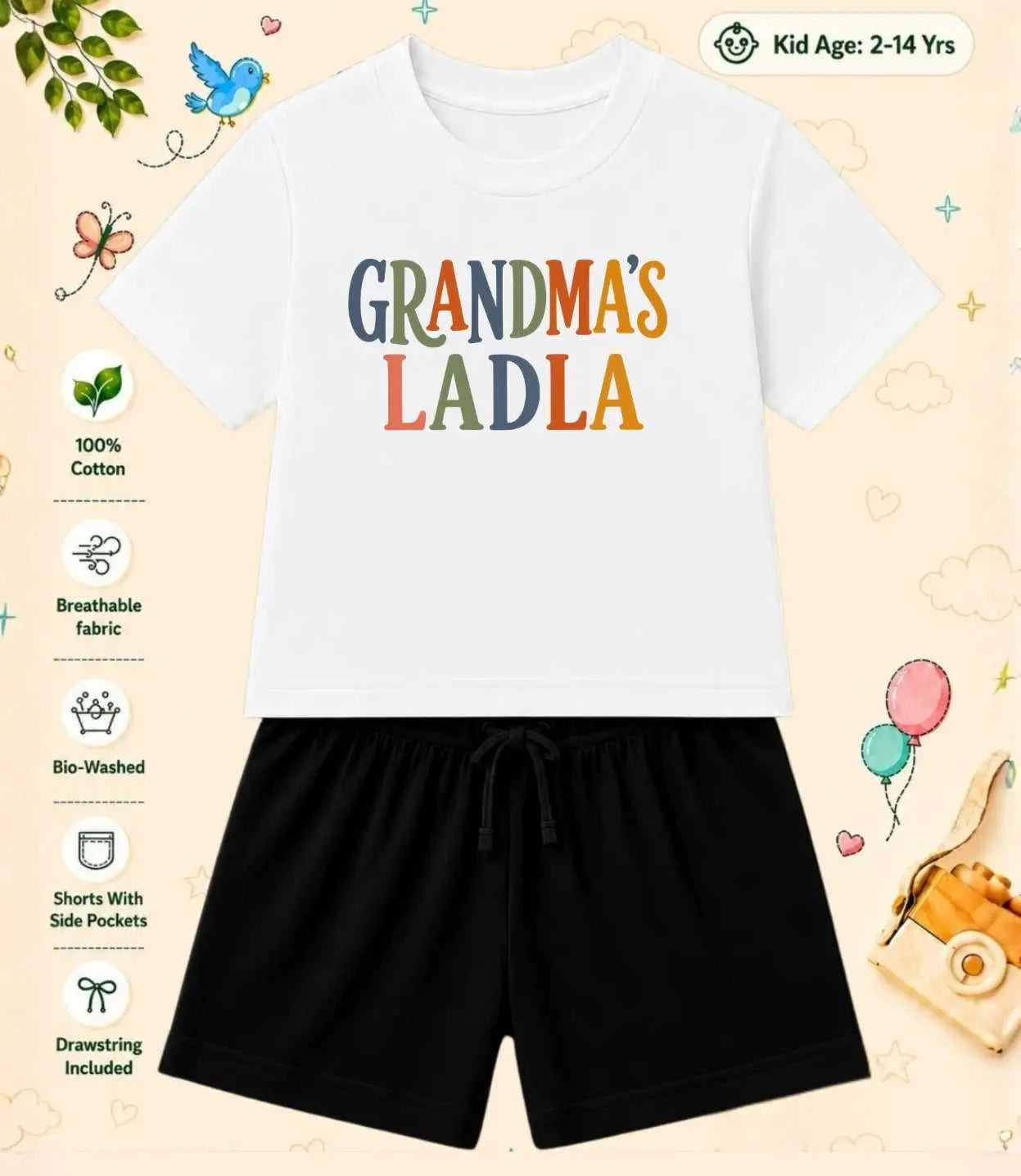 Grandpa & Grandma's Loved Kid Co-ord Set Swiftsoul