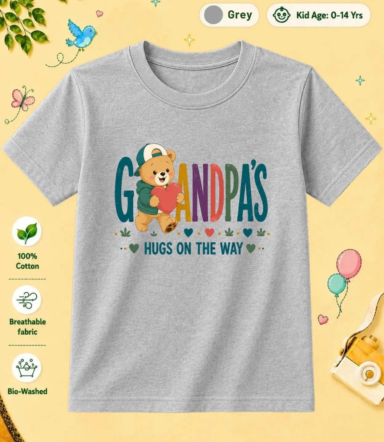 Grandpa & Grandma's Treasure kids Cotton Tee Swiftsoul