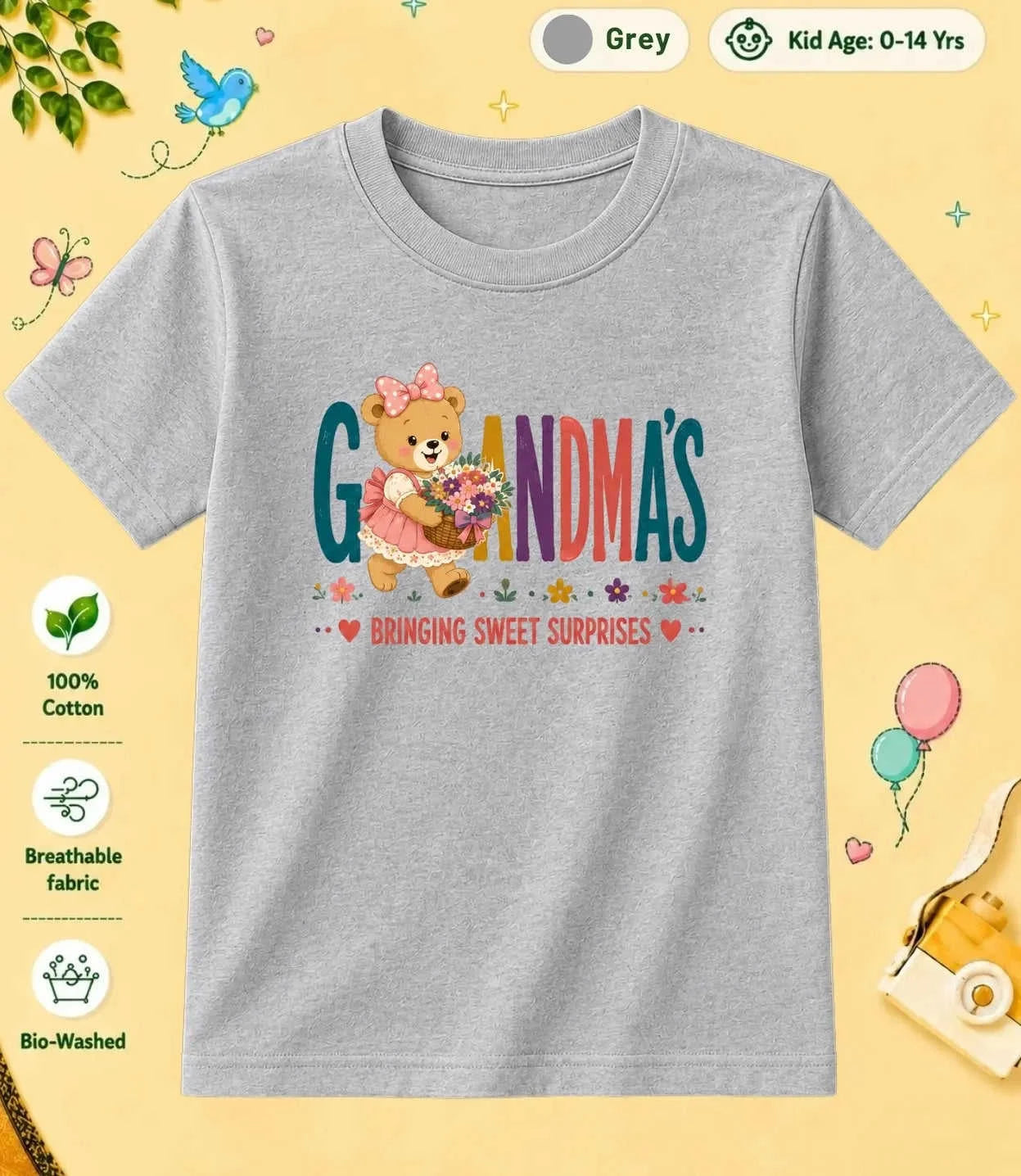 Grandpa & Grandma's Treasure kids Cotton Tee Swiftsoul