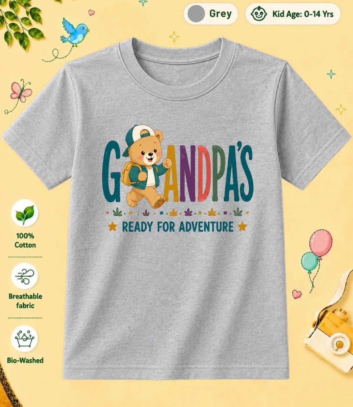 Grandpa & Grandma's Treasure kids Cotton Tee Swiftsoul