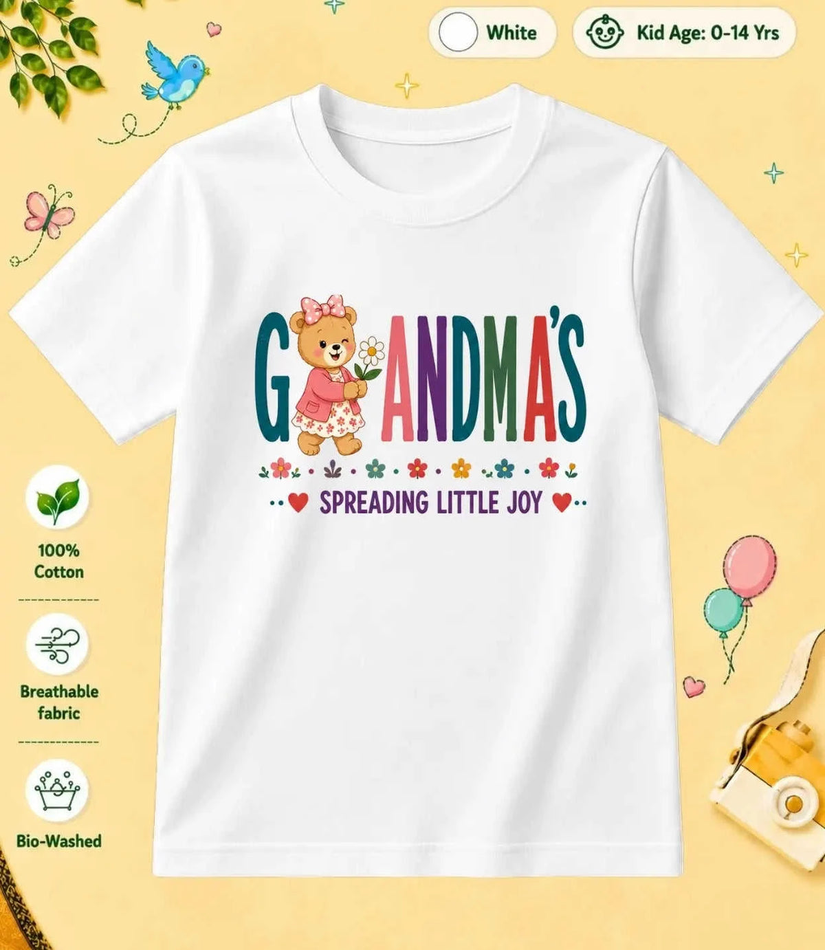 Grandpa & Grandma's Treasure kids Cotton Tee Swiftsoul