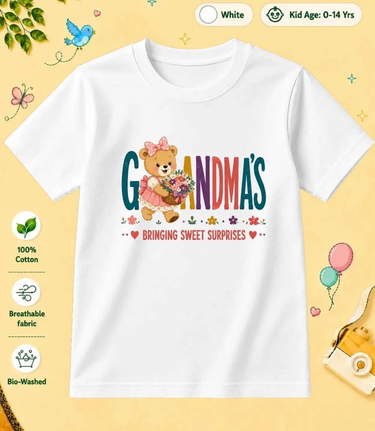 Grandpa & Grandma's Treasure kids Cotton Tee Swiftsoul