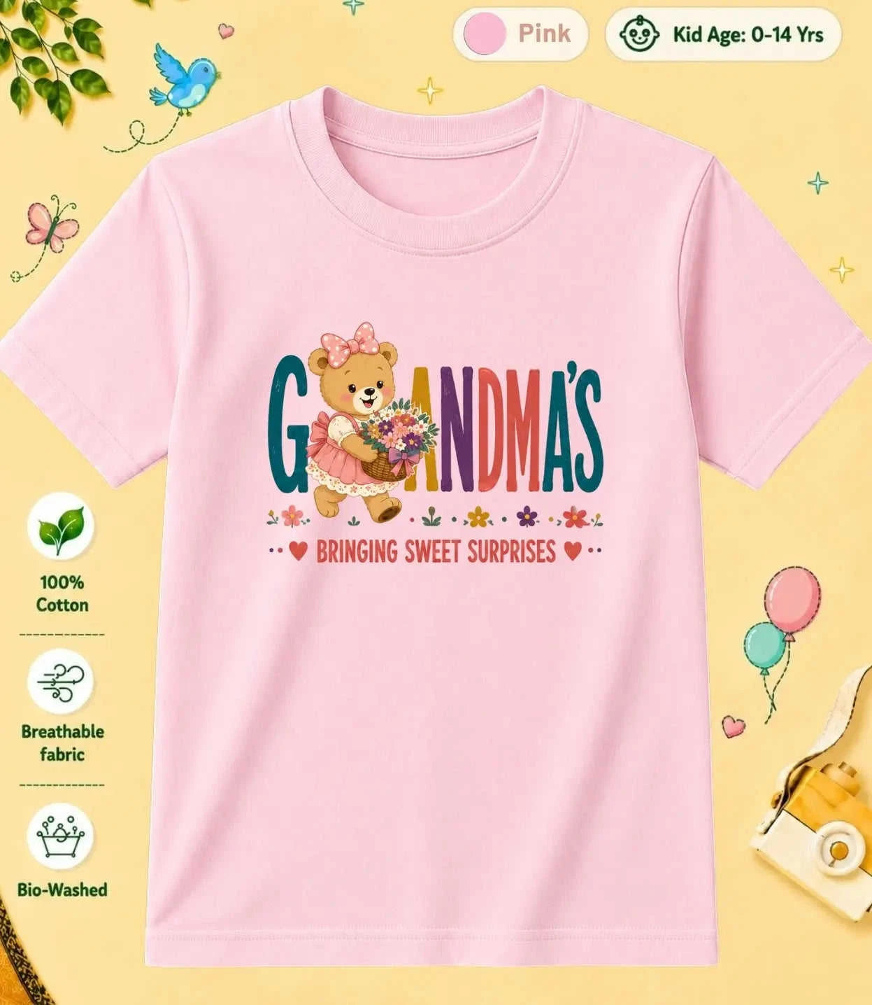 Grandpa & Grandma's Treasure kids Cotton Tee Swiftsoul