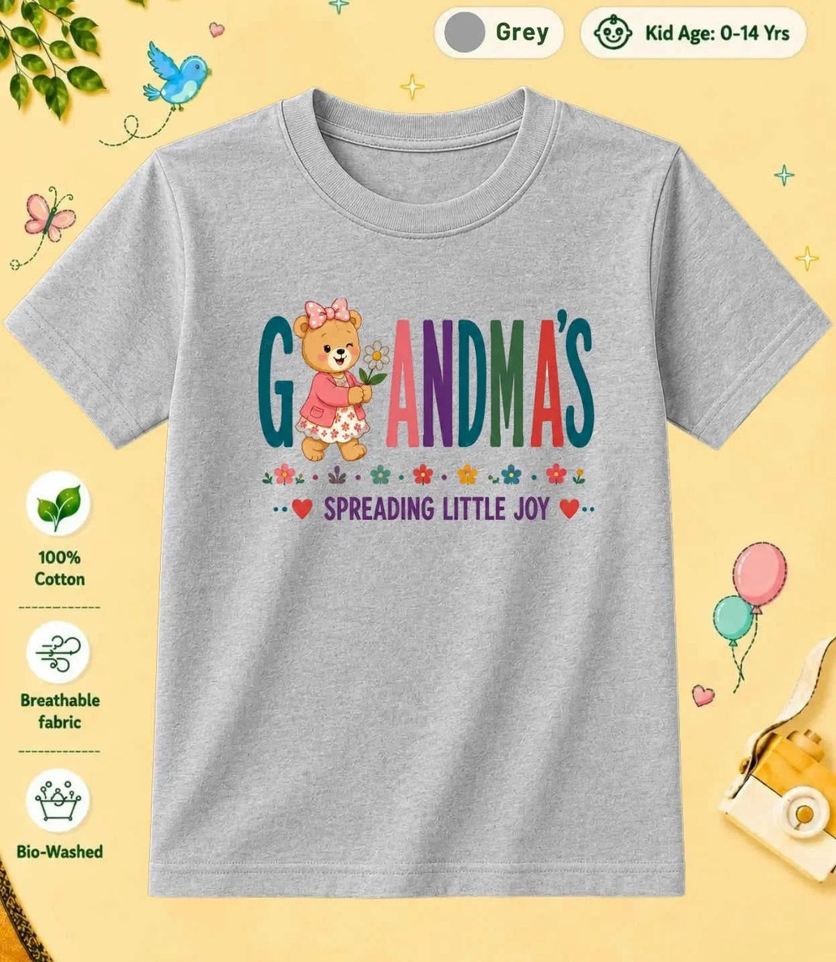Grandpa & Grandma's Treasure kids Cotton Tee Swiftsoul