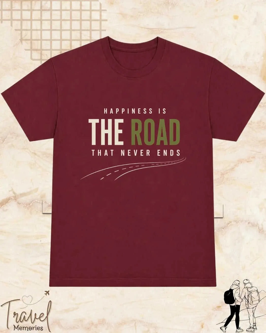 Happiness In Travel Cotton Tshirt Swiftsoul