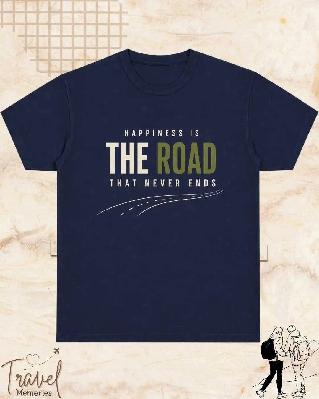 Happiness In Travel Cotton Tshirt Swiftsoul
