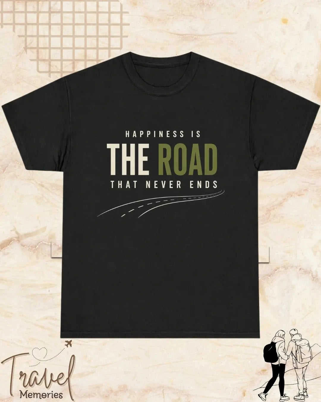 Happiness In Travel Cotton Tshirt Swiftsoul