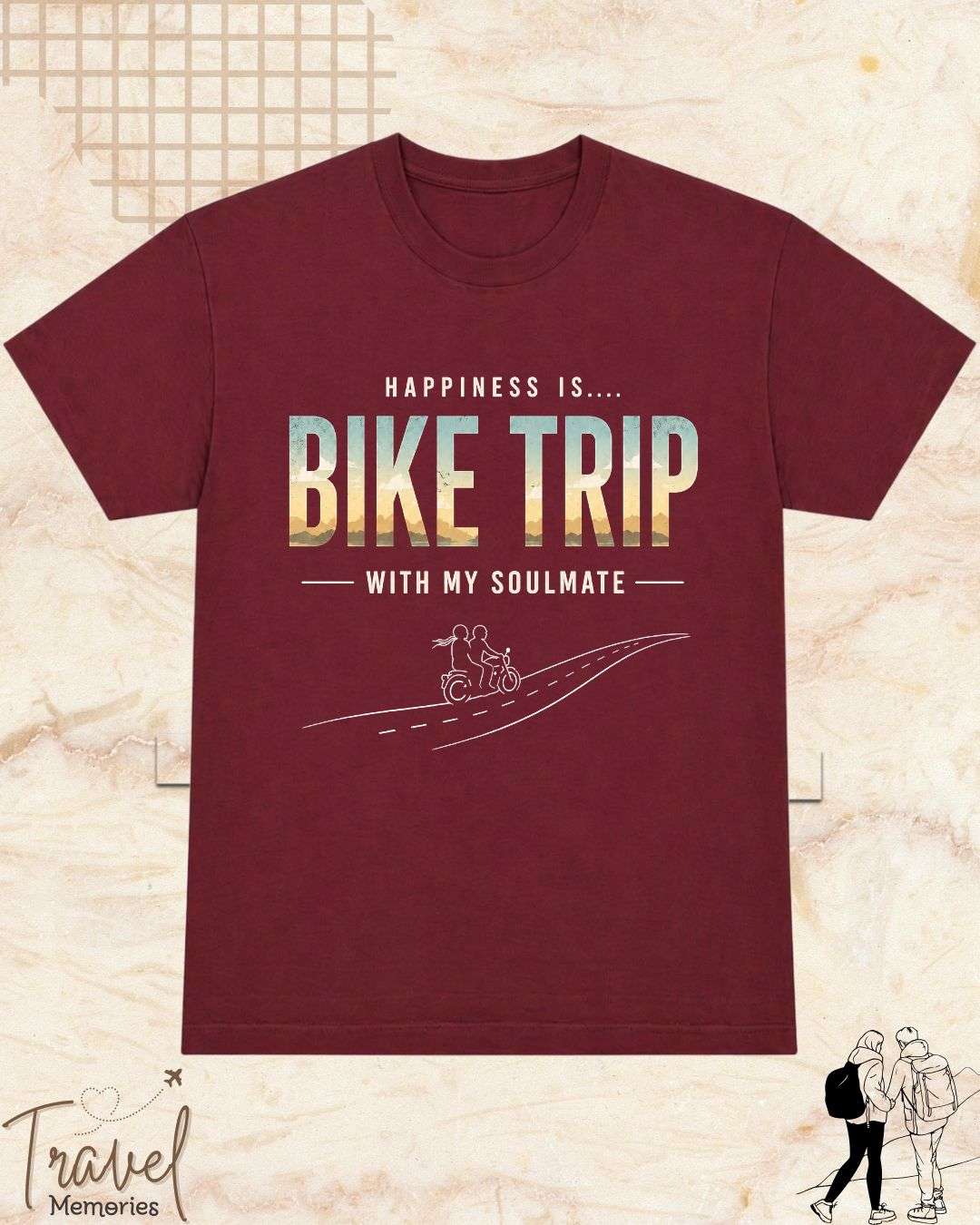 Happiness Is Travel Cotton Tshirt Billien LLC 