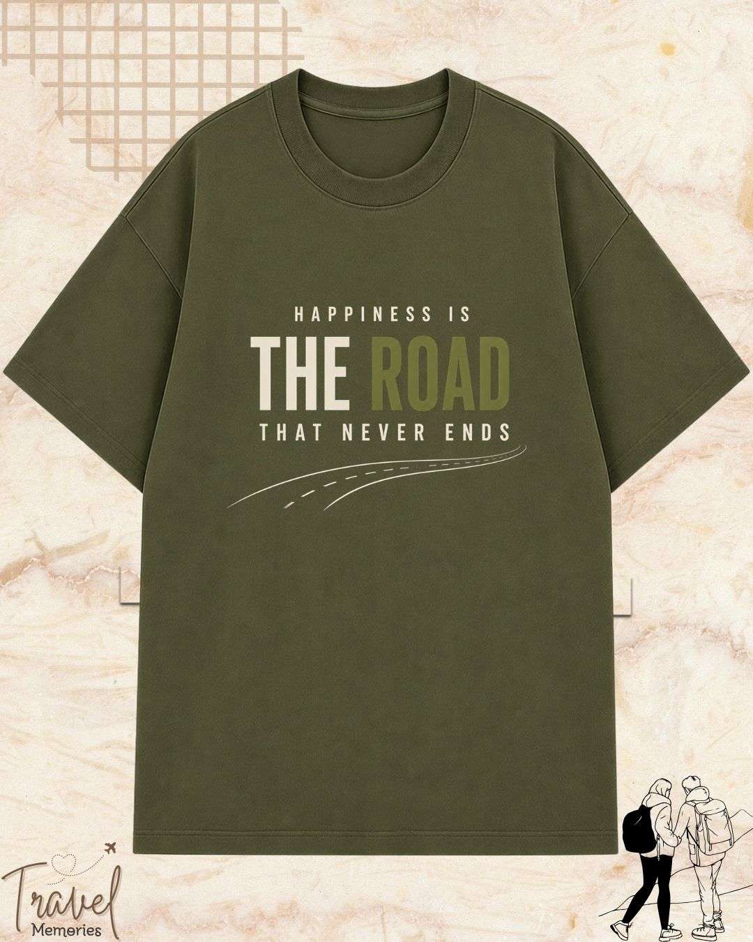 Happiness Is Travel Cotton Tshirt Billien LLC 