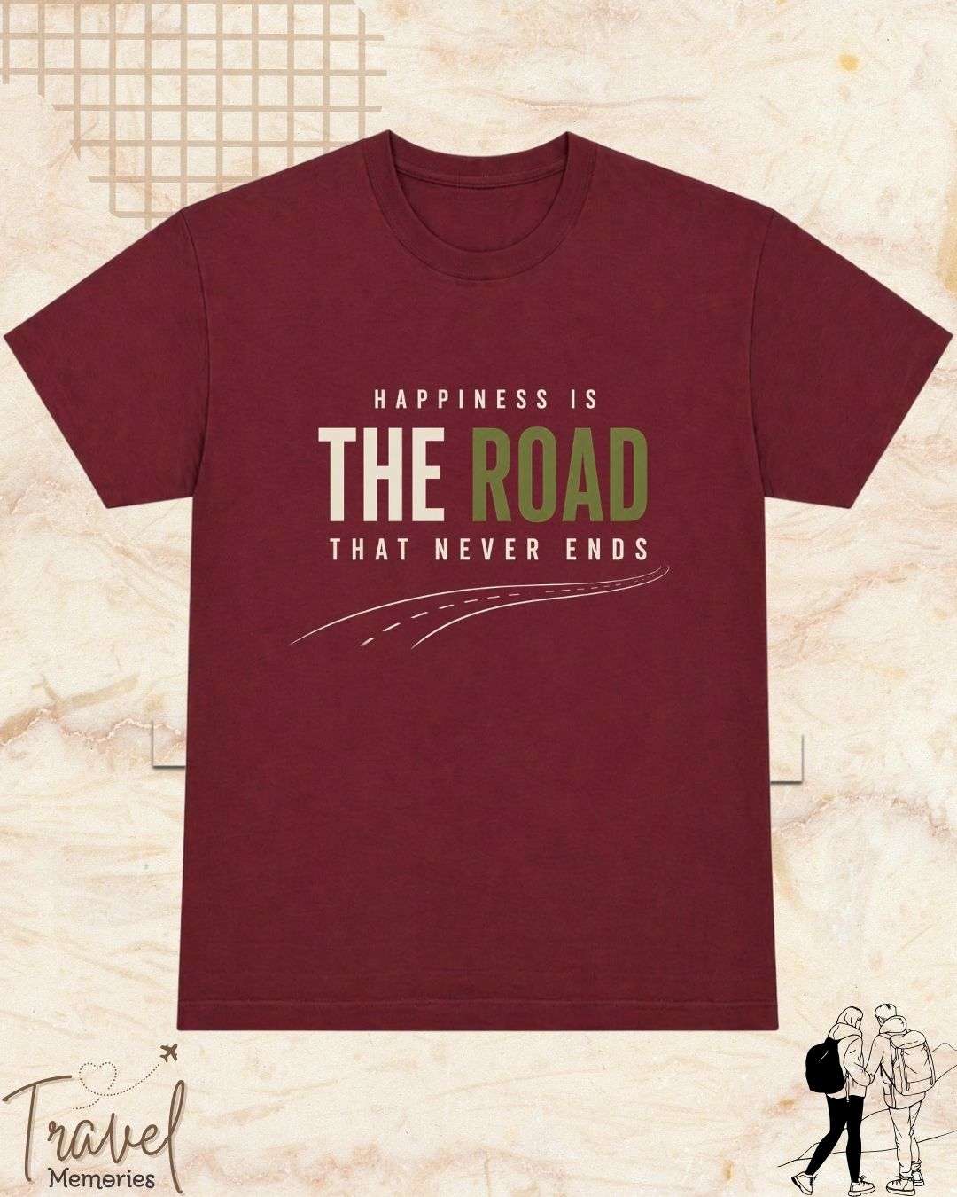 Happiness Is Travel Cotton Tshirt Swiftsoul 