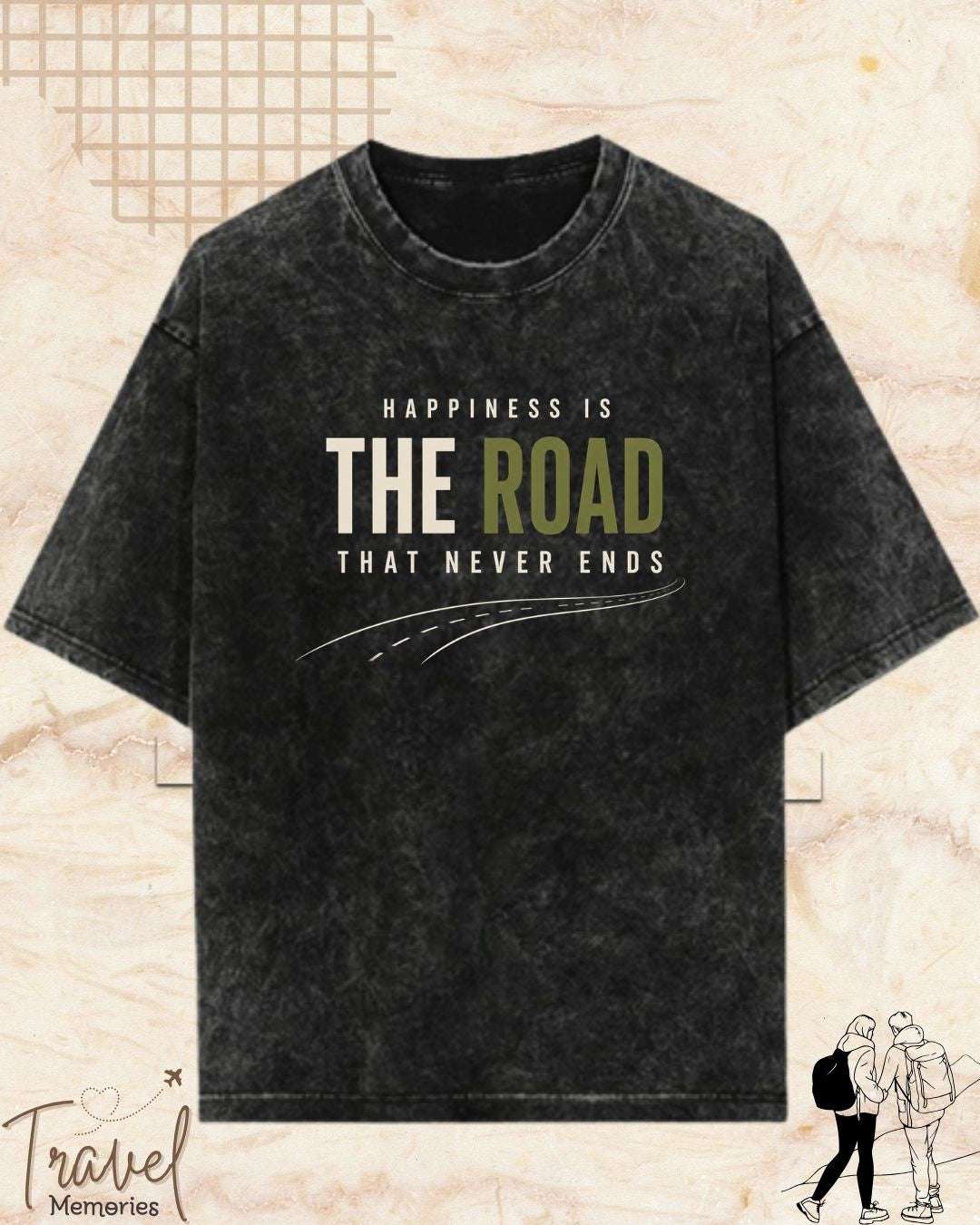 Happiness Is Travel Cotton Tshirt Swiftsoul 