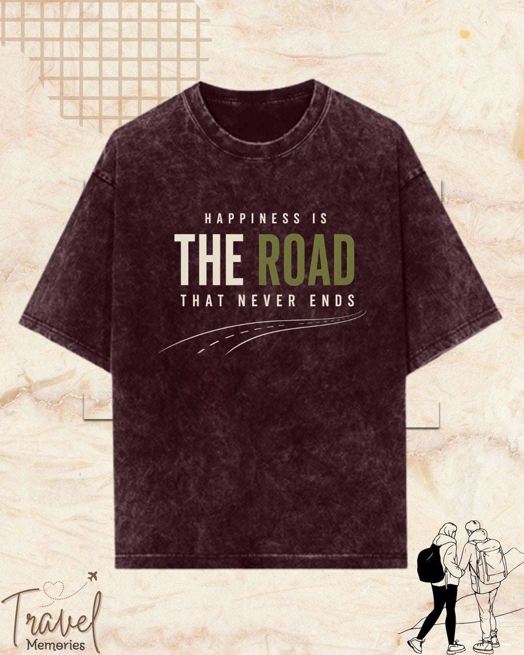 Happiness Is Travel Cotton Tshirt Swiftsoul 
