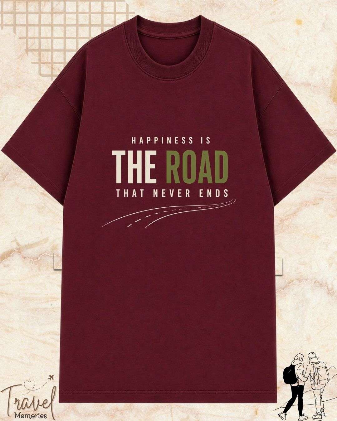 Happiness Is Travel Cotton Tshirt Swiftsoul 