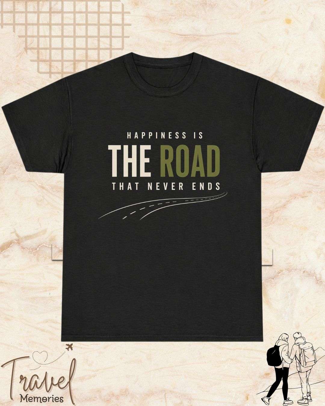 Happiness Is Travel Cotton Tshirt Swiftsoul 