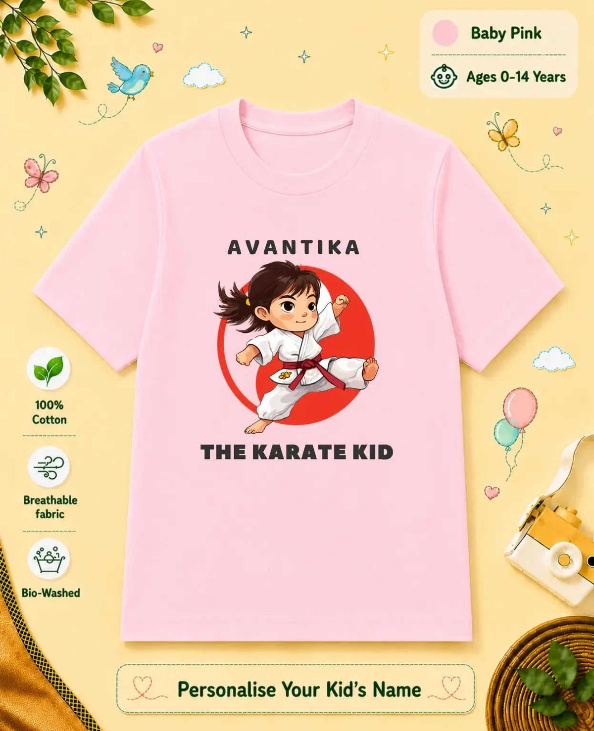 karate & Pirate Theme Custom Kid Cotton Tshirt (Copy) Swiftsoul