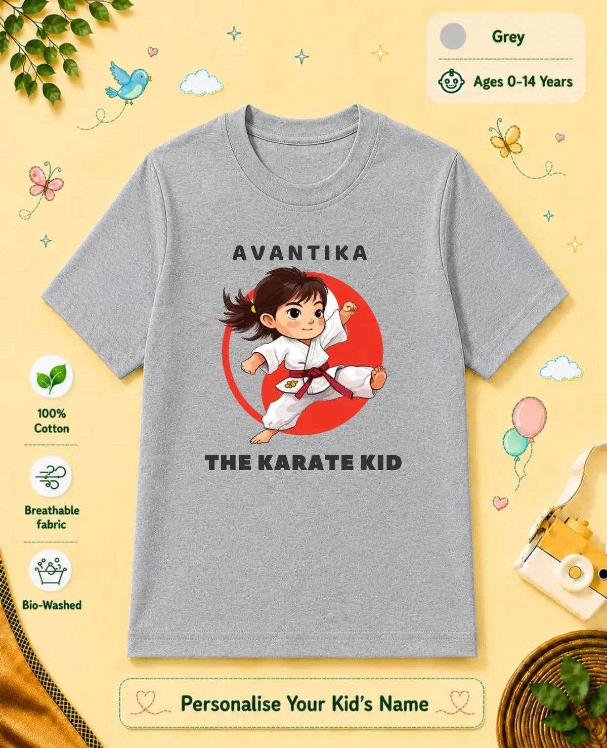 karate & Pirate Theme Custom Kid Cotton Tshirt (Copy) Swiftsoul