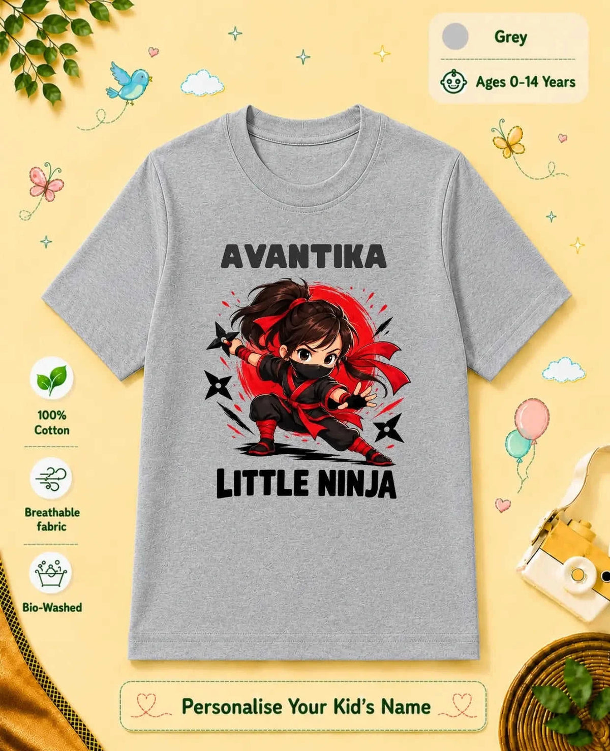 karate & Pirate Theme Custom Kid Cotton Tshirt (Copy) Swiftsoul
