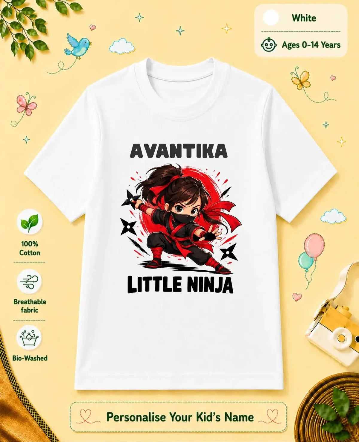 karate & Pirate Theme Custom Kid Cotton Tshirt (Copy) Swiftsoul