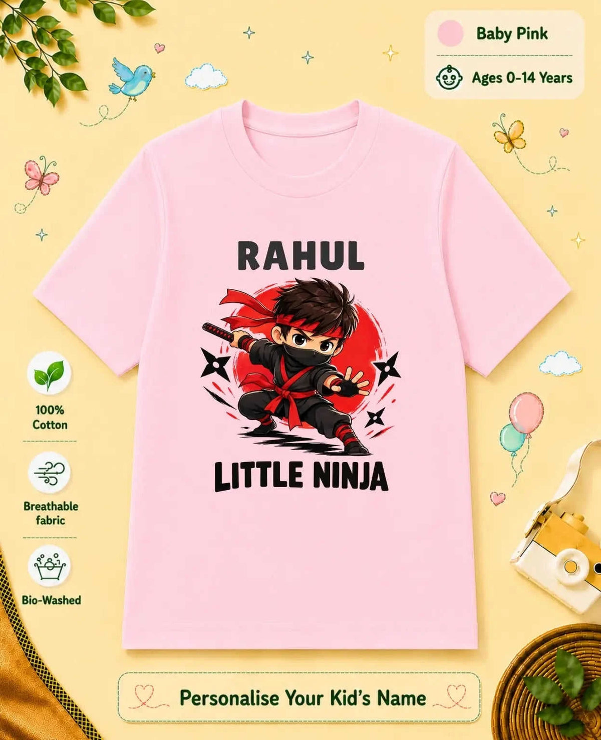 karate & Pirate Theme Custom Kid Cotton Tshirt (Copy) Swiftsoul