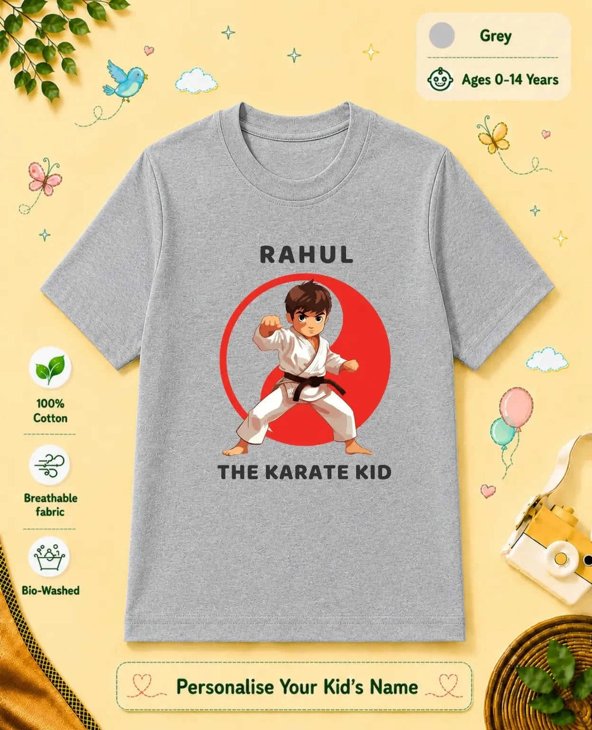 karate & Pirate Theme Custom Kid Cotton Tshirt (Copy) Swiftsoul