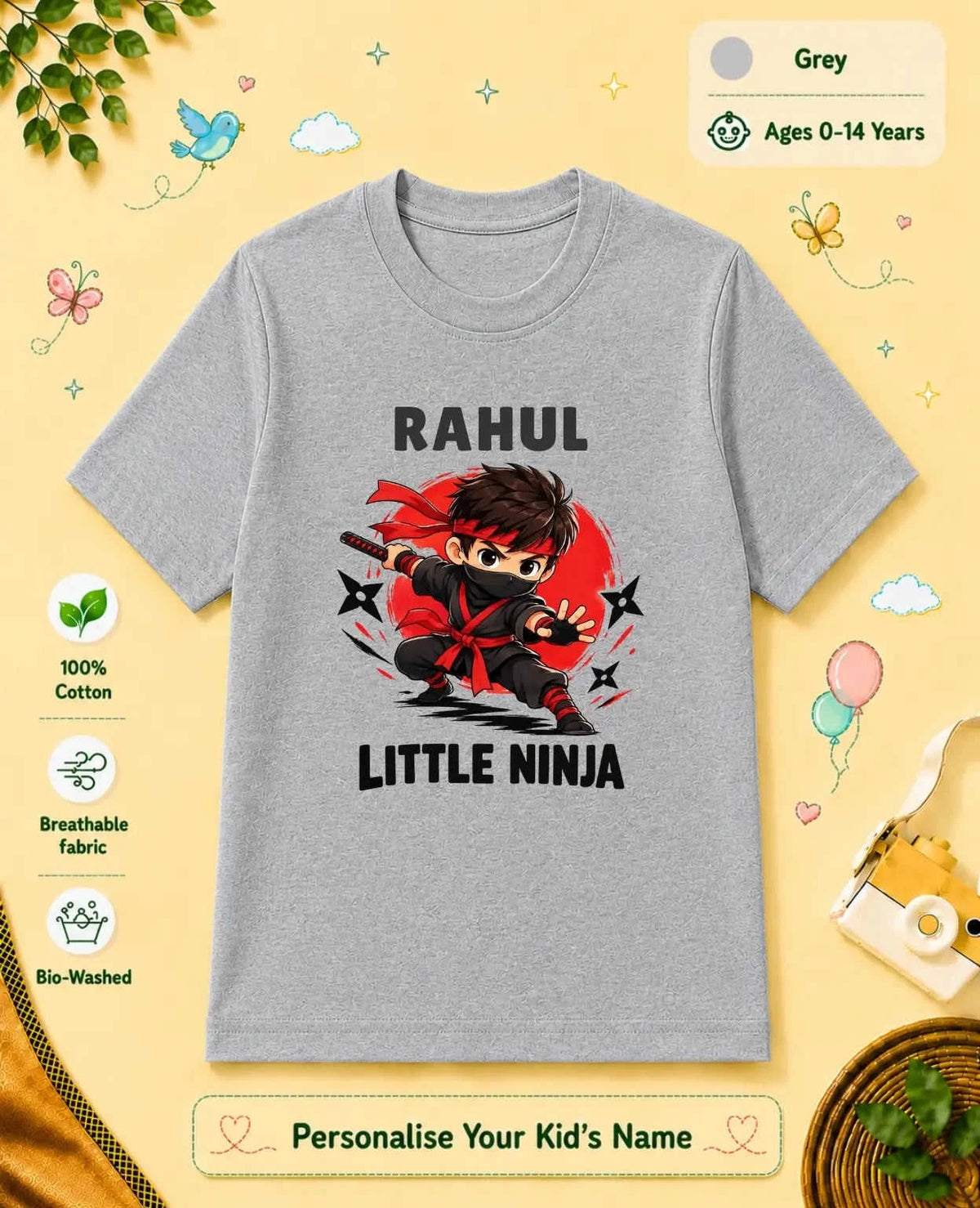 karate & Pirate Theme Custom Kid Cotton Tshirt (Copy) Swiftsoul