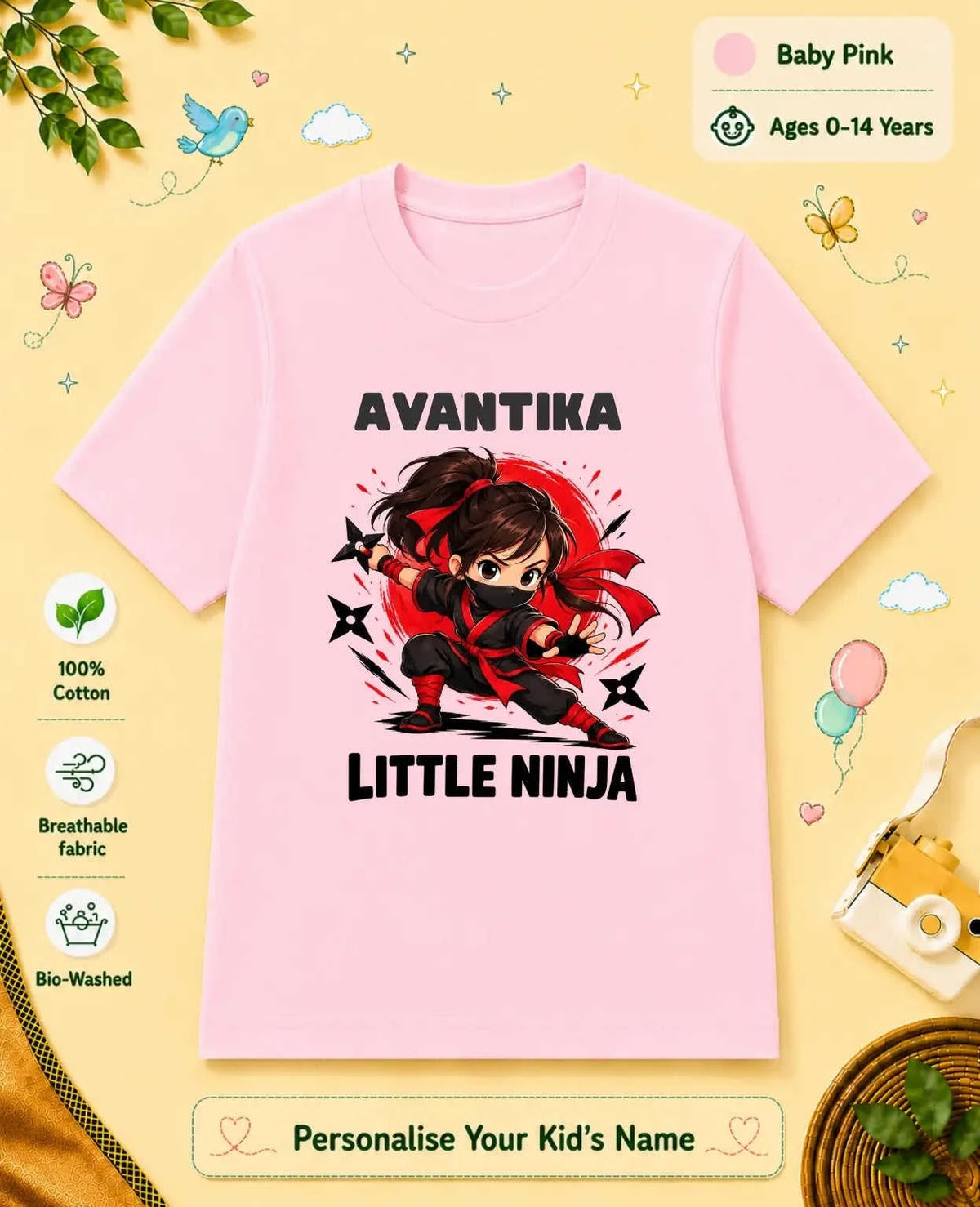 karate & Pirate Theme Custom Kid Cotton Tshirt (Copy) Swiftsoul