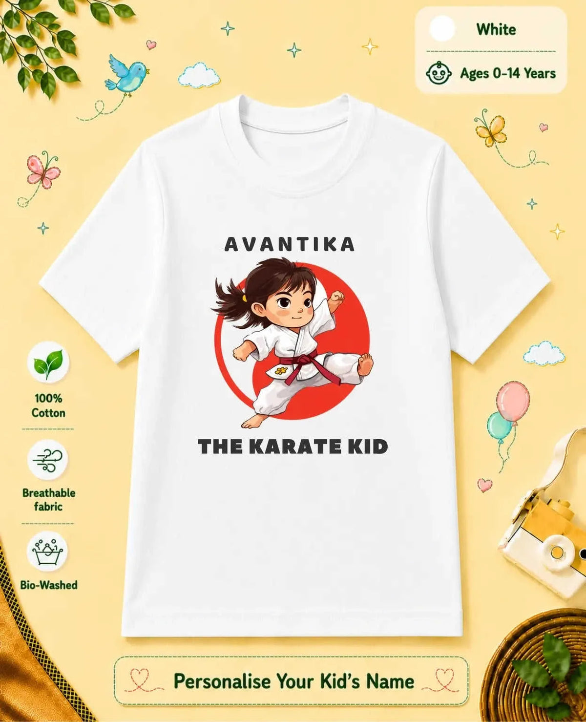 karate & Pirate Theme Custom Kid Cotton Tshirt (Copy) Swiftsoul