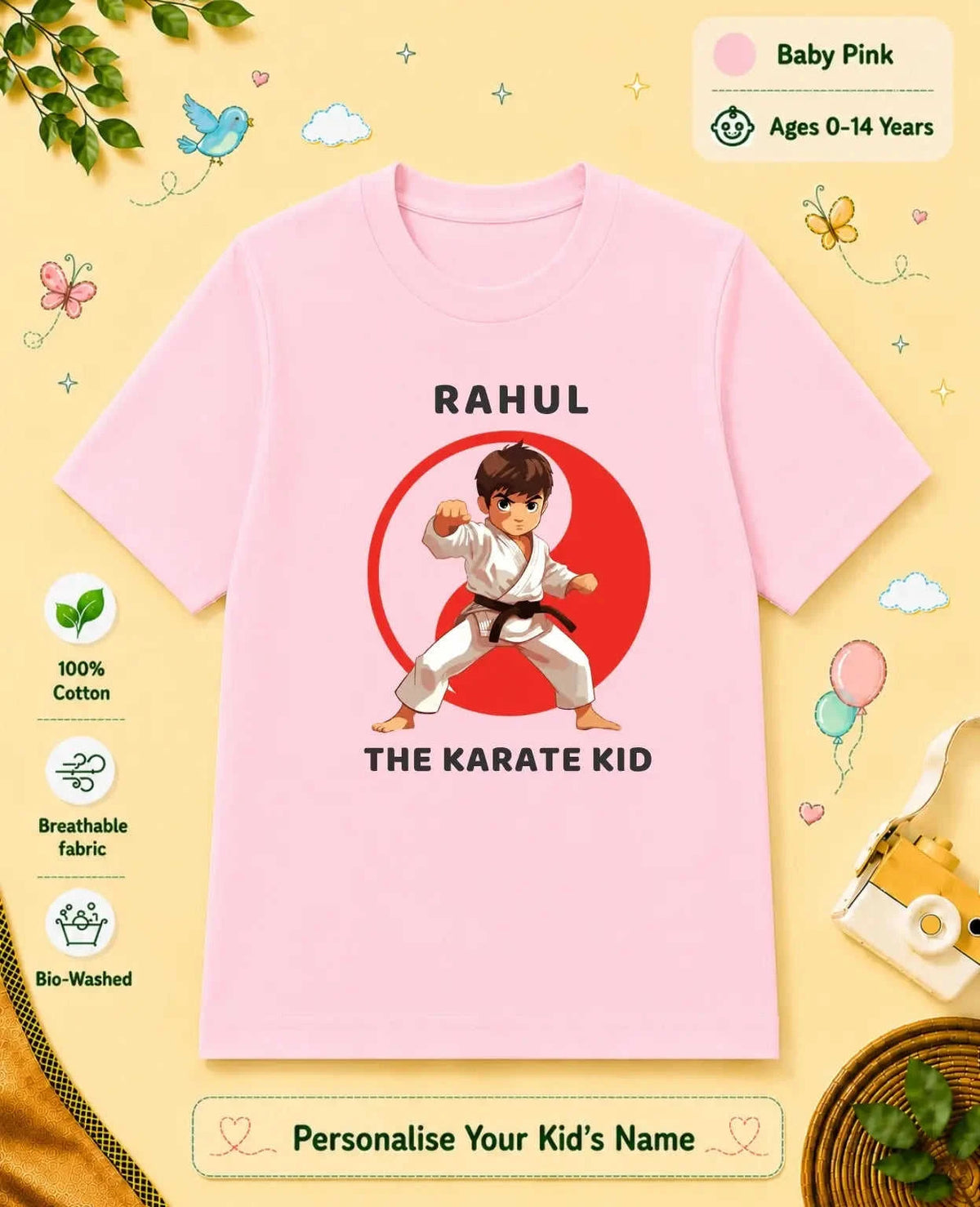 karate & Pirate Theme Custom Kid Cotton Tshirt (Copy) Swiftsoul