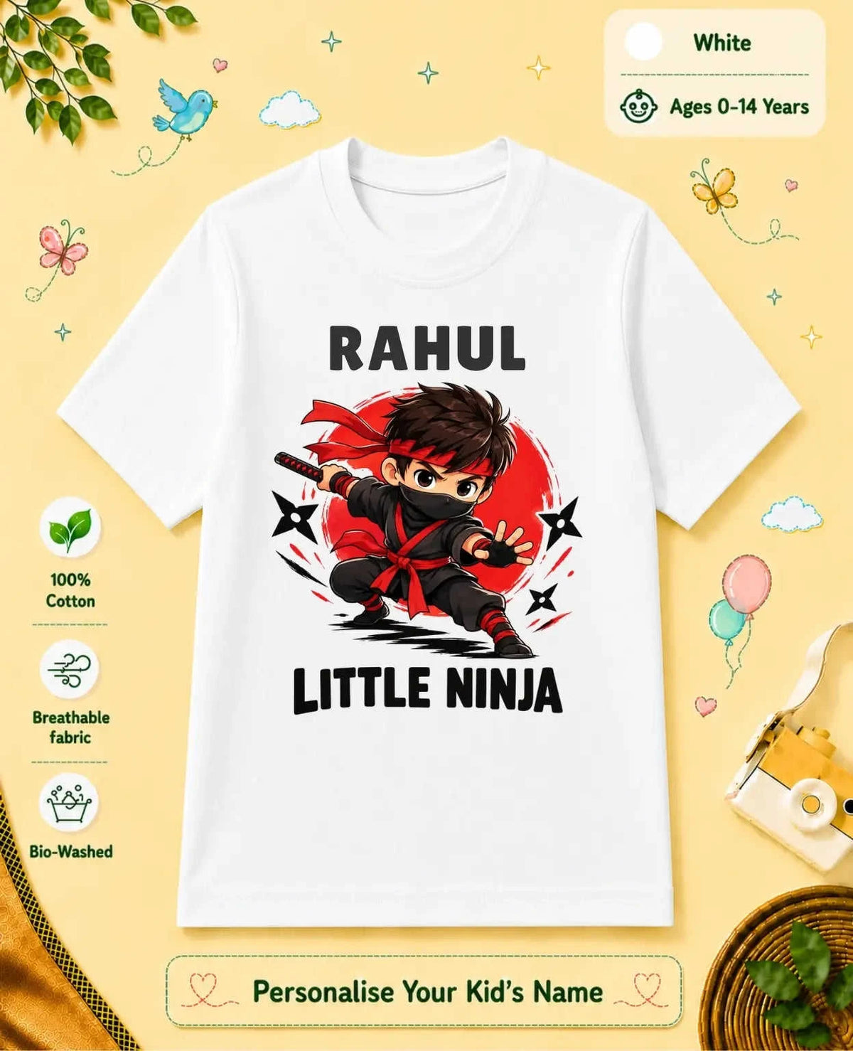 karate & Pirate Theme Custom Kid Cotton Tshirt (Copy) Swiftsoul