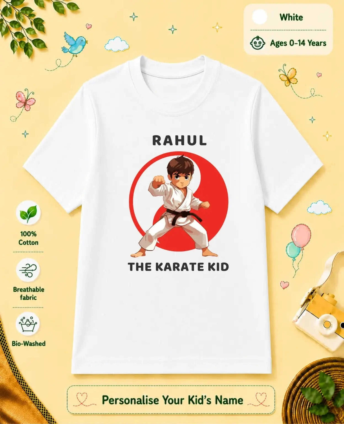 karate & Pirate Theme Custom Kid Cotton Tshirt (Copy) Swiftsoul