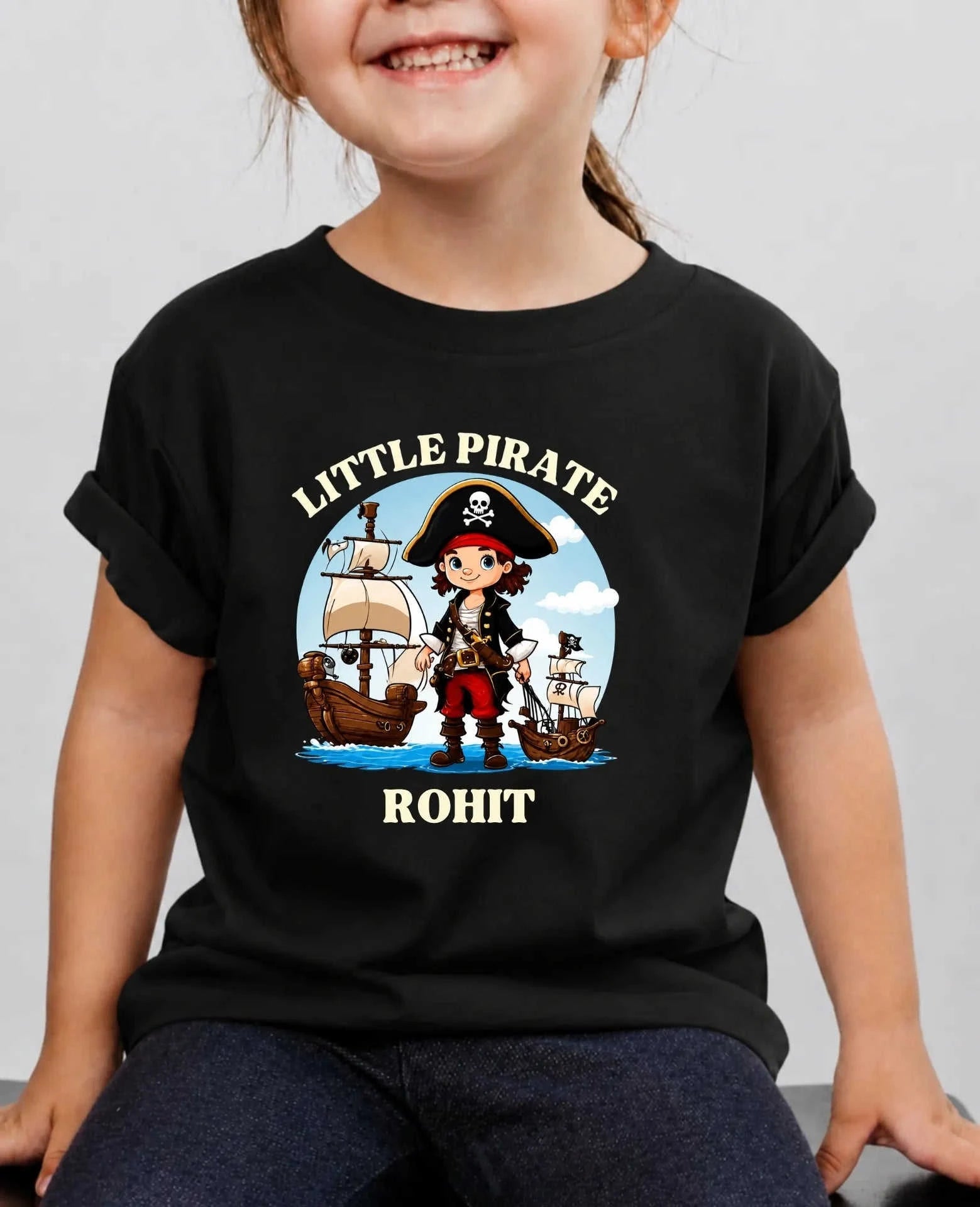 karate & Pirate Theme Custom Kid Cotton Tshirt Swiftsoul