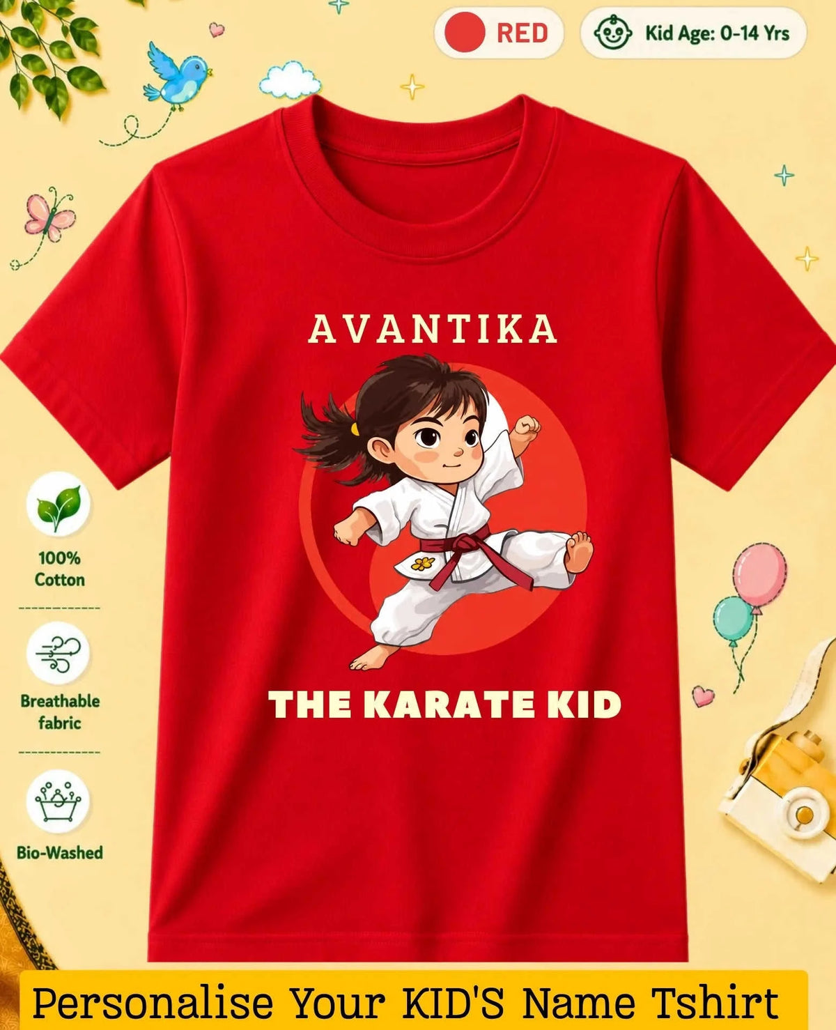 karate & Pirate Theme Custom Kid Cotton Tshirt Swiftsoul