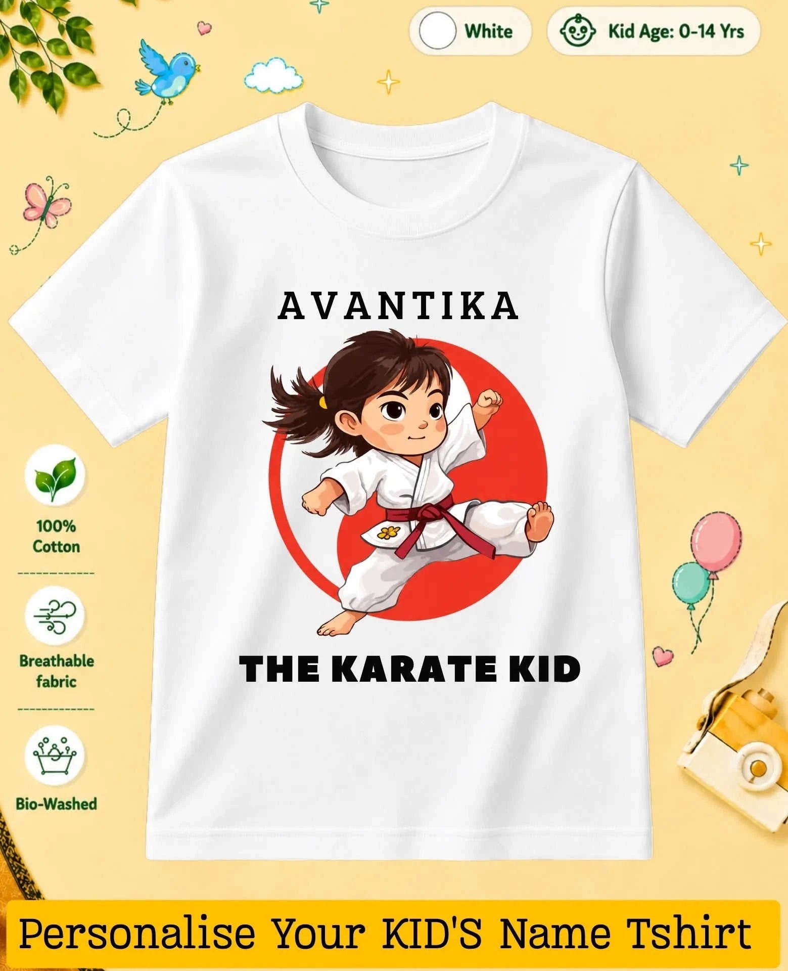 karate & Pirate Theme Custom Kid Cotton Tshirt Swiftsoul