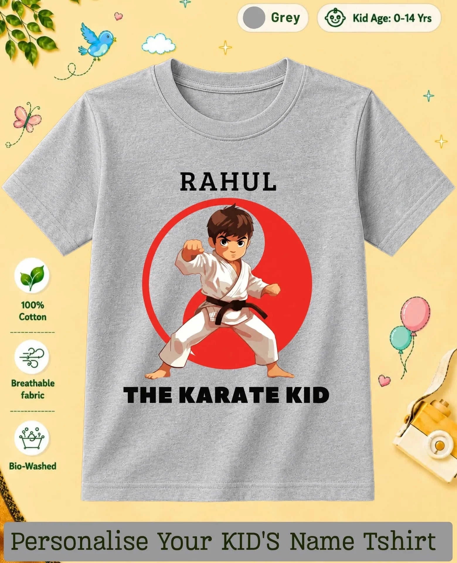karate & Pirate Theme Custom Kid Cotton Tshirt Swiftsoul