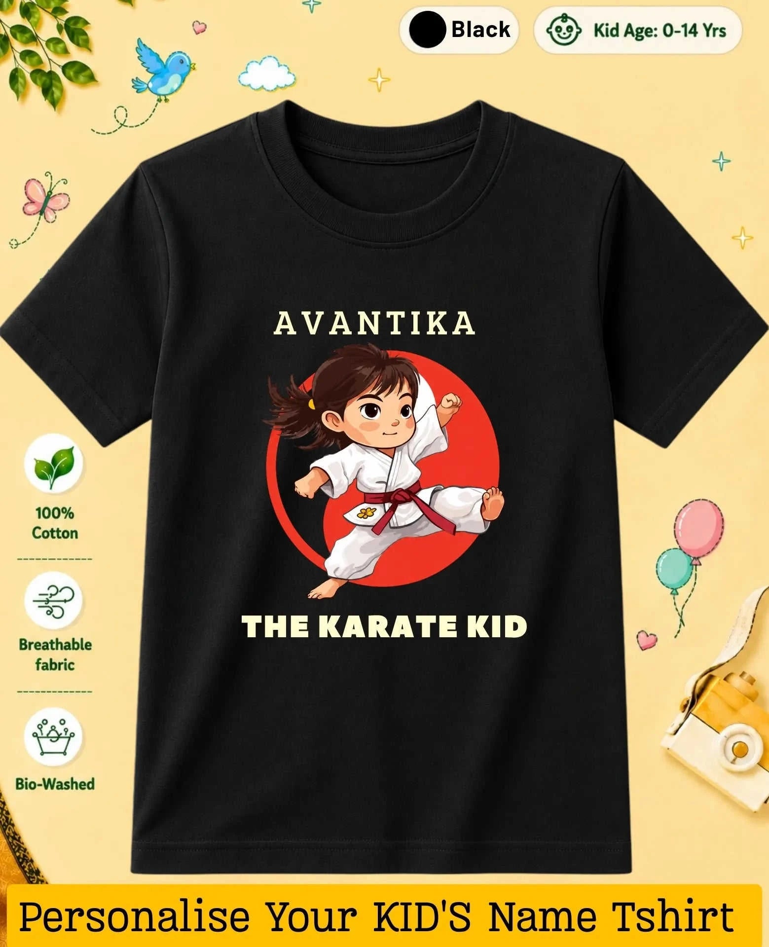 karate & Pirate Theme Custom Kid Cotton Tshirt Swiftsoul