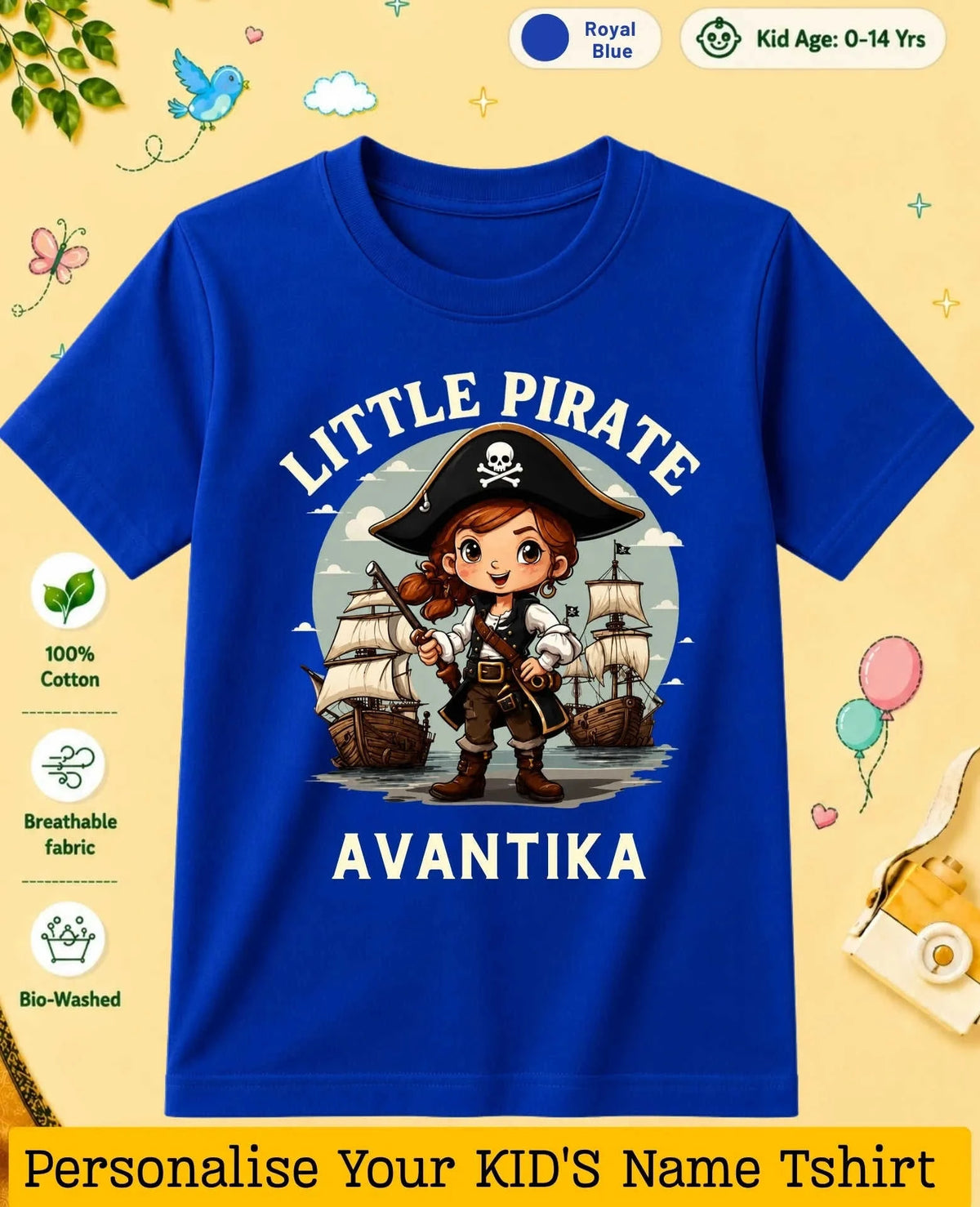 karate & Pirate Theme Custom Kid Cotton Tshirt Swiftsoul