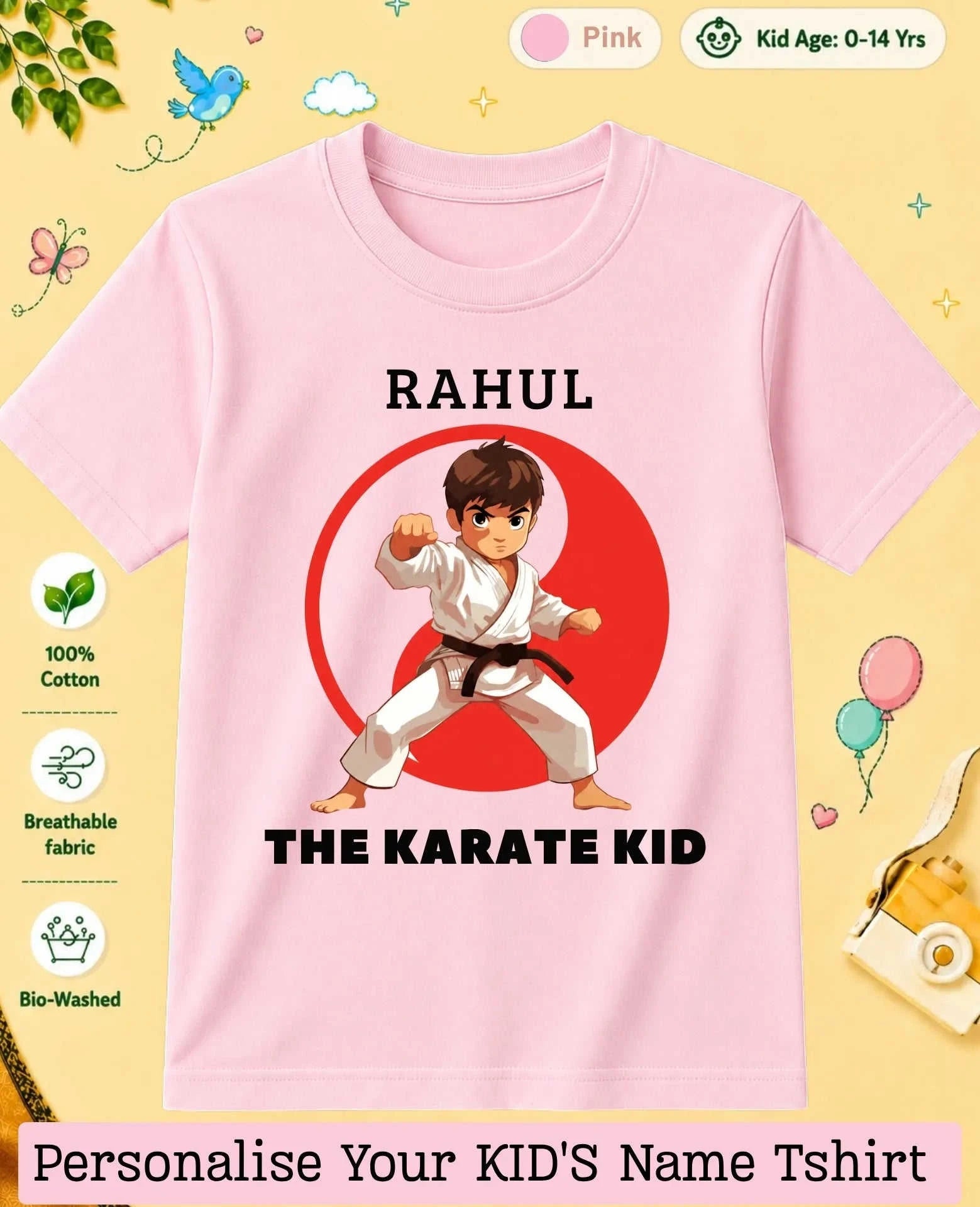 karate & Pirate Theme Custom Kid Cotton Tshirt Swiftsoul
